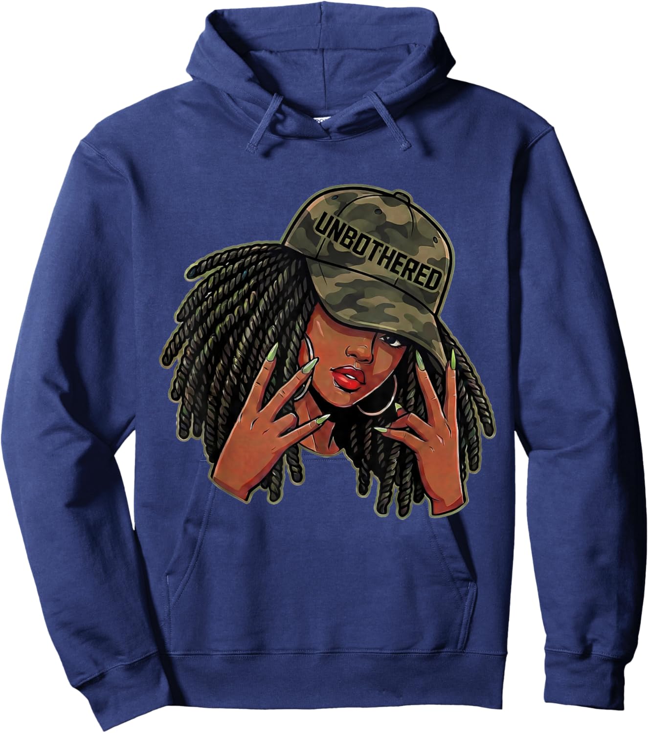 Unbothered Black Queen Afro Woman African American Hoodie - Hoodie | Navy