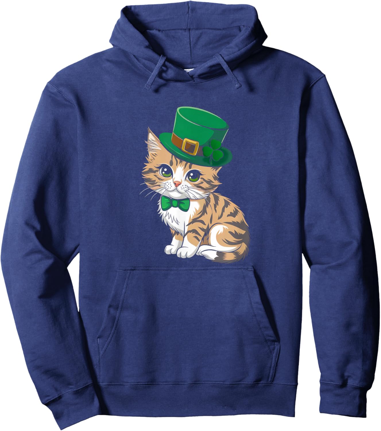 Cute Cat St Patricks Day Lucky Shamrock Saint Pattys Day Hoodie - Hoodie | Navy