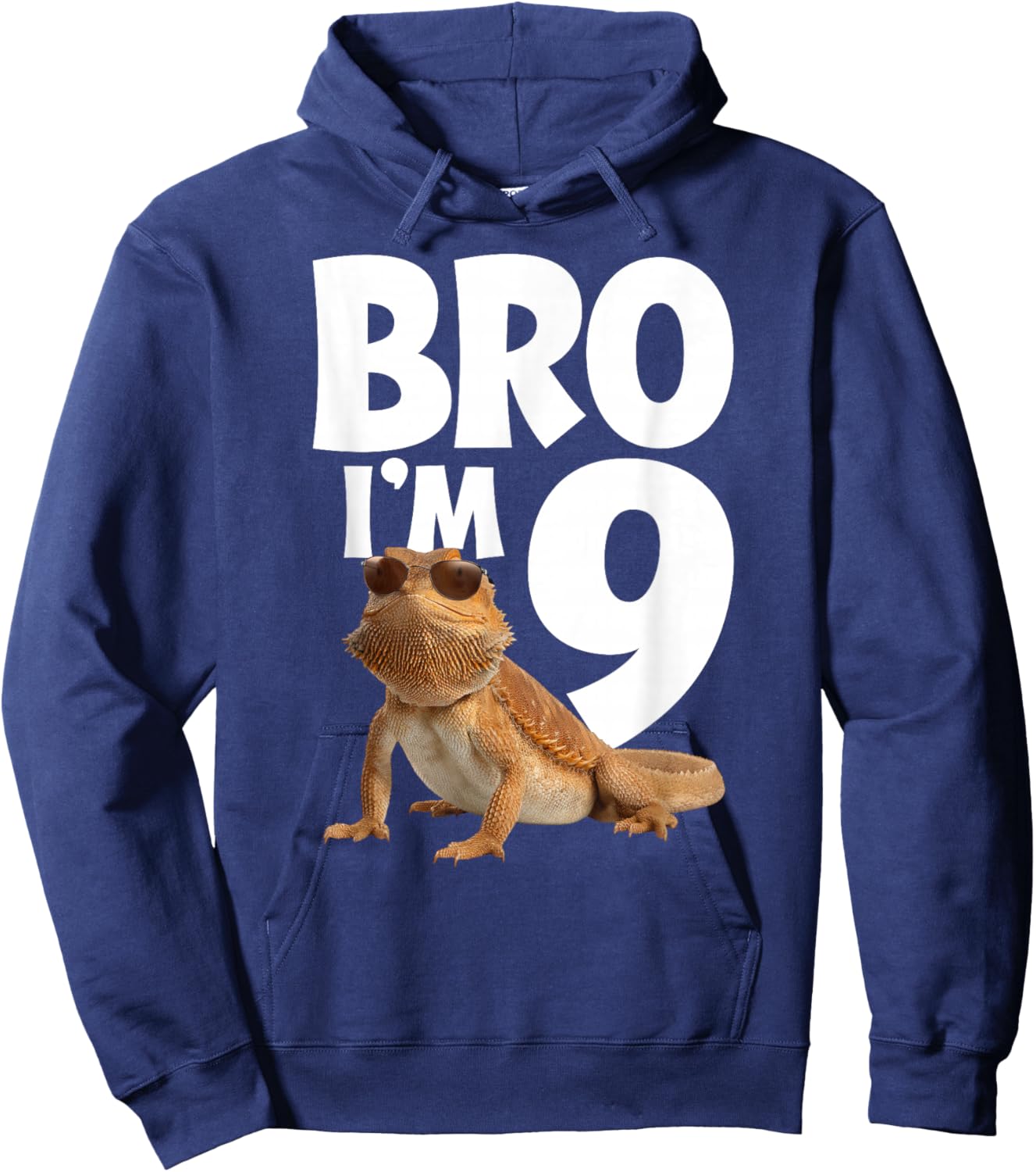 9th Reptile Birthday Nine Year Old Bearded Dragon Birthday Hoodie - Hoodie | Navy
