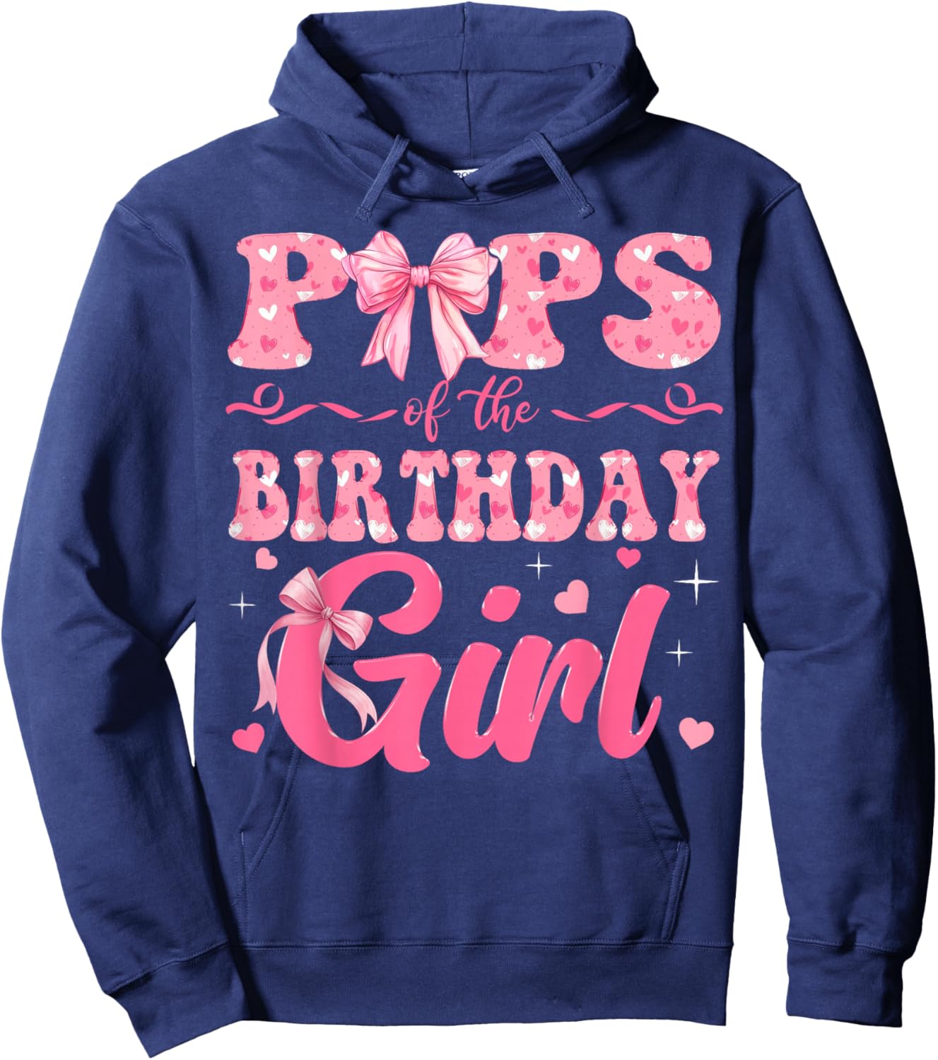 Pops of The Birthday Girl Family Pink Coquette Bow Hoodie - Hoodie | Navy