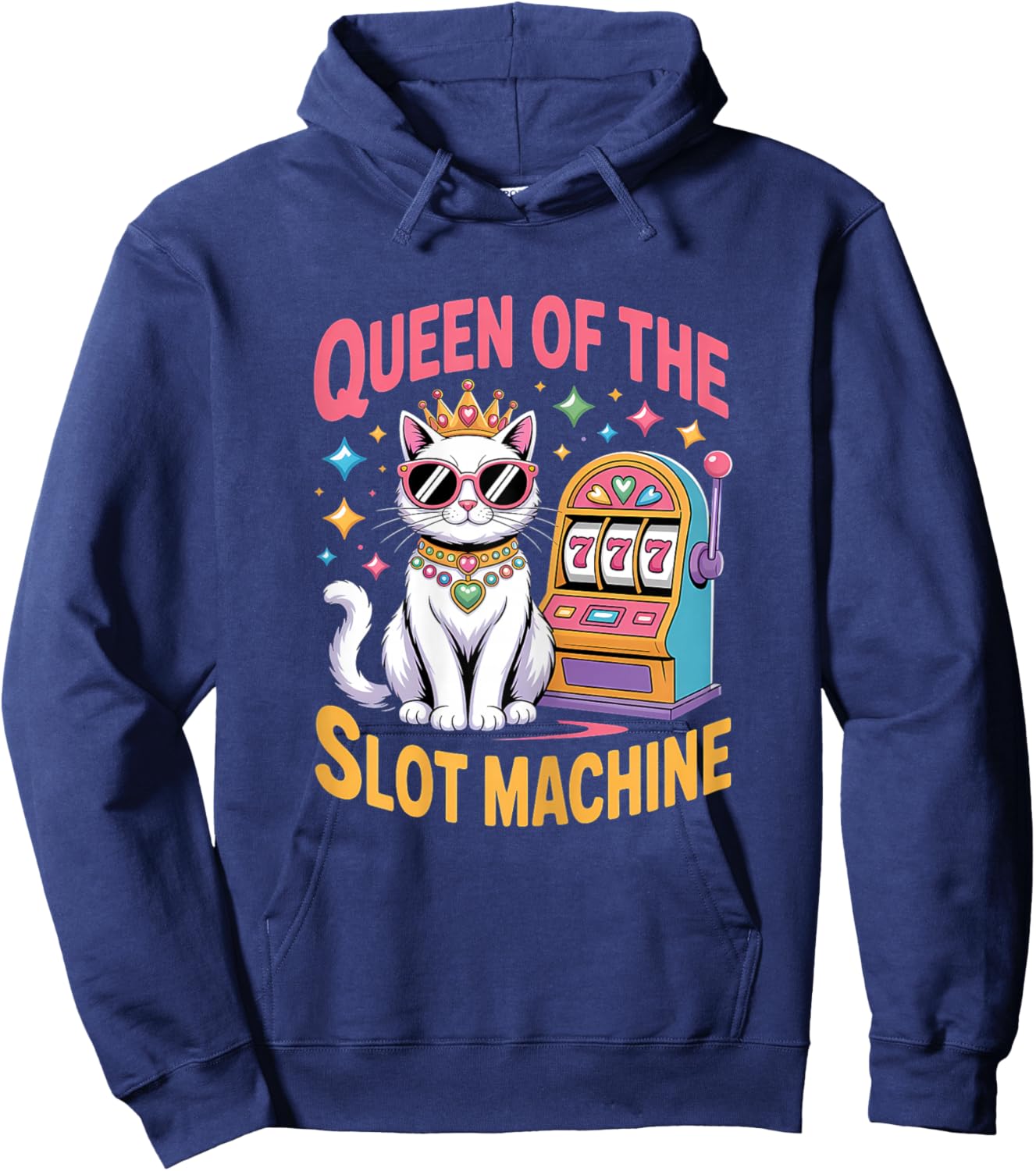 Cute Slot Machine Queen Casino Gambling Poker Player Hoodie - Hoodie | Navy