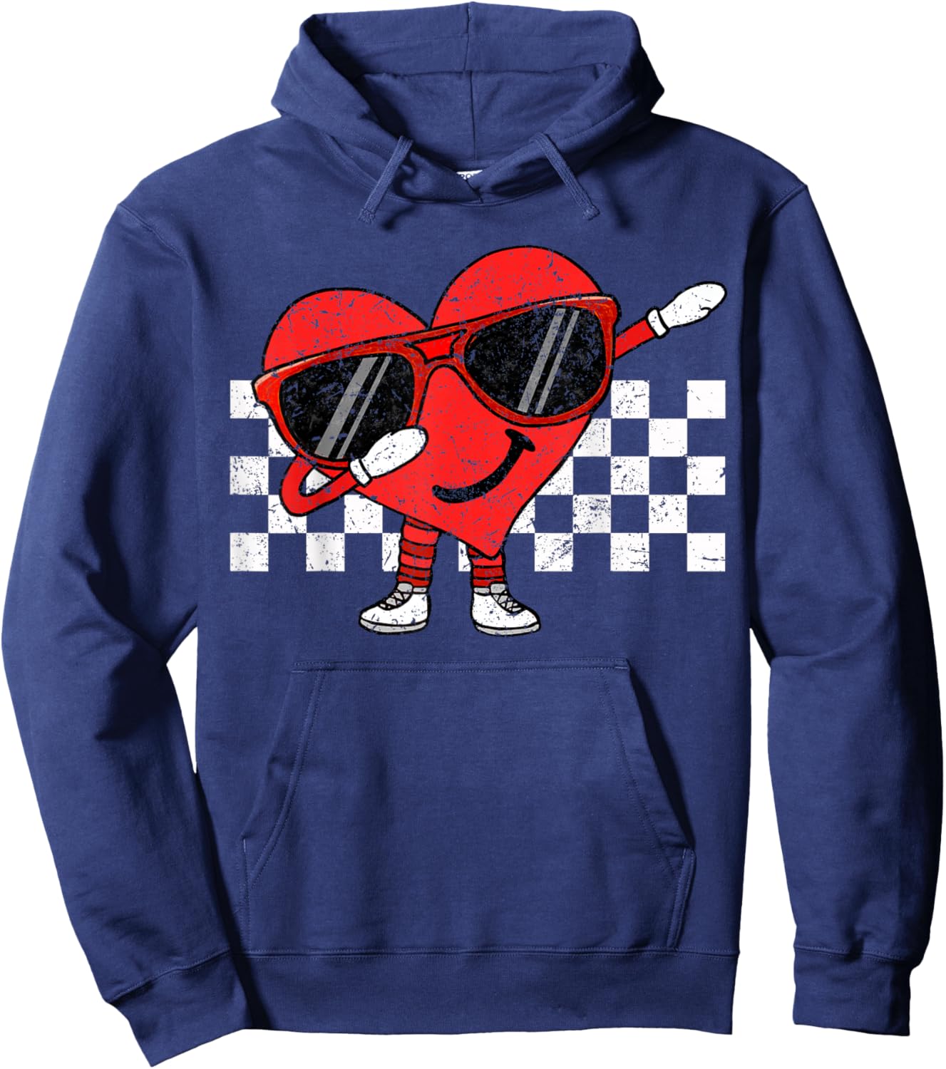Funny Dabbing Retro Valentines Heart Dab Boys Kids Teens Hoodie - Hoodie | Navy