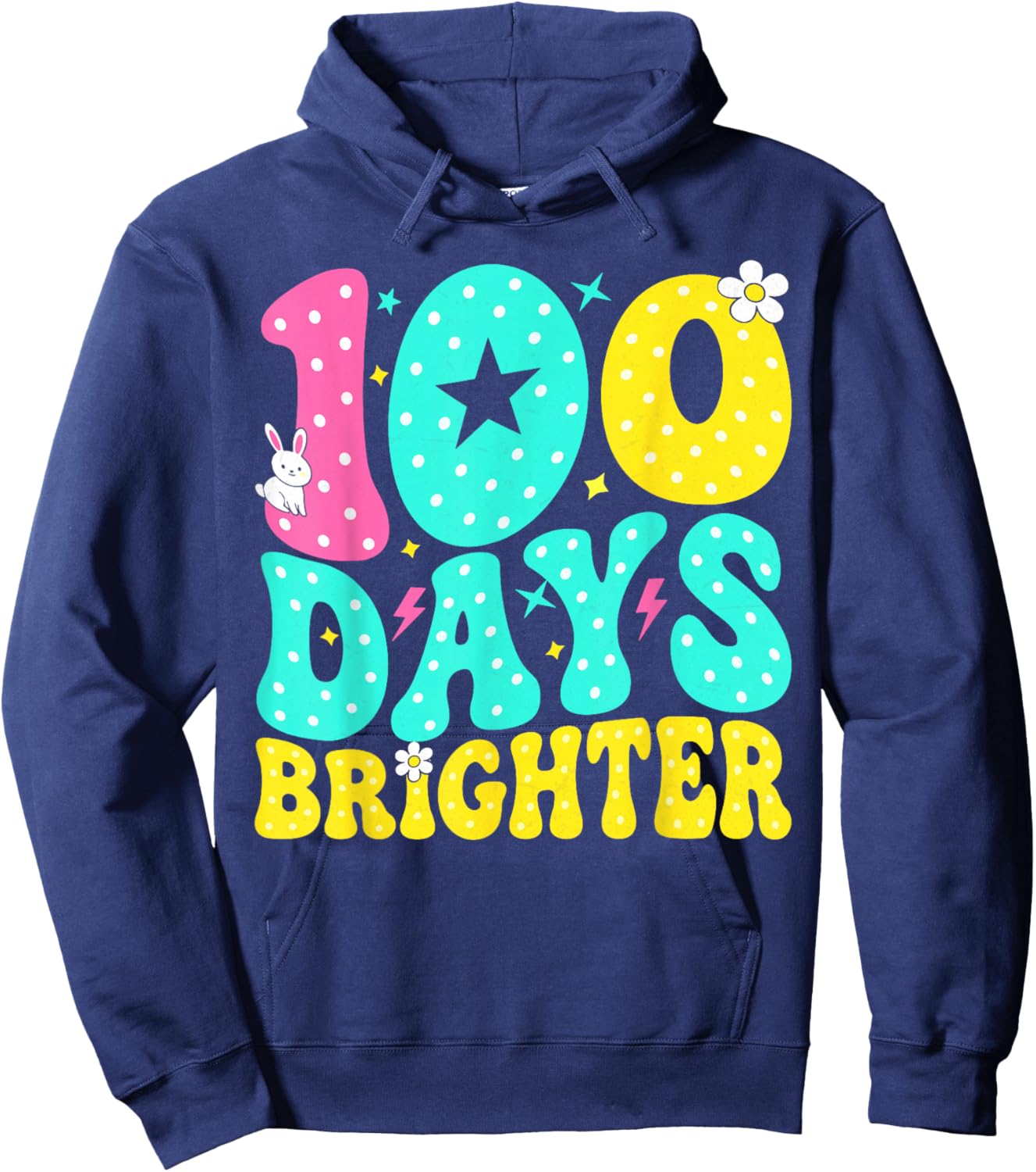 Preppy 100 Days Brighter Groovy 100th Day of School Teachers Hoodie - Hoodie | Navy