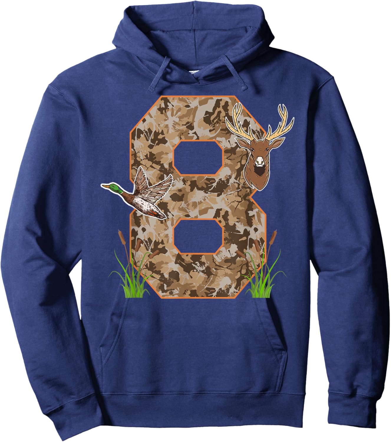 8th Hunting Birthday 8 Year Old Hunter Birthday Party Hoodie - Hoodie | Navy