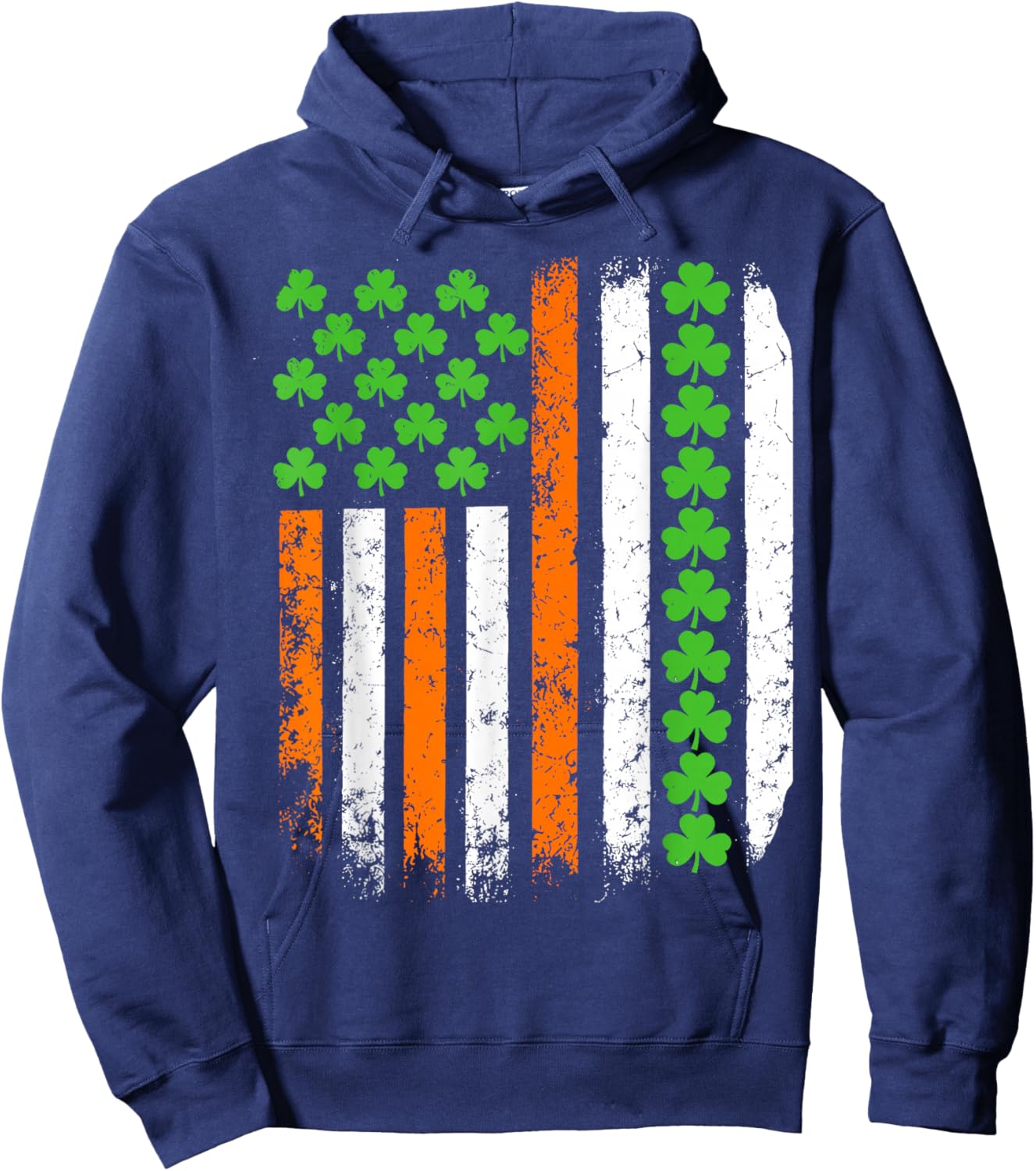 US American Flag with Shamrocks for St Patricks Day Hoodie - Hoodie | Navy