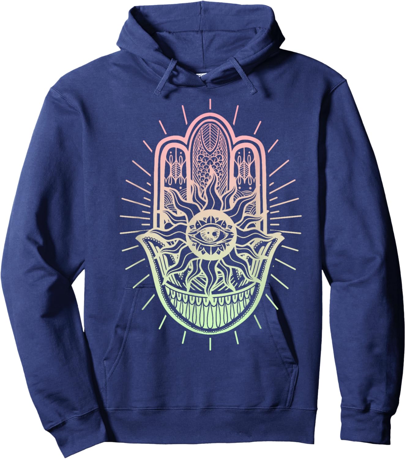 Hand of Fatima/Hamsa/S-XXXL/Esoteric/Yoga/Meditation Hoodie - Hoodie | Navy