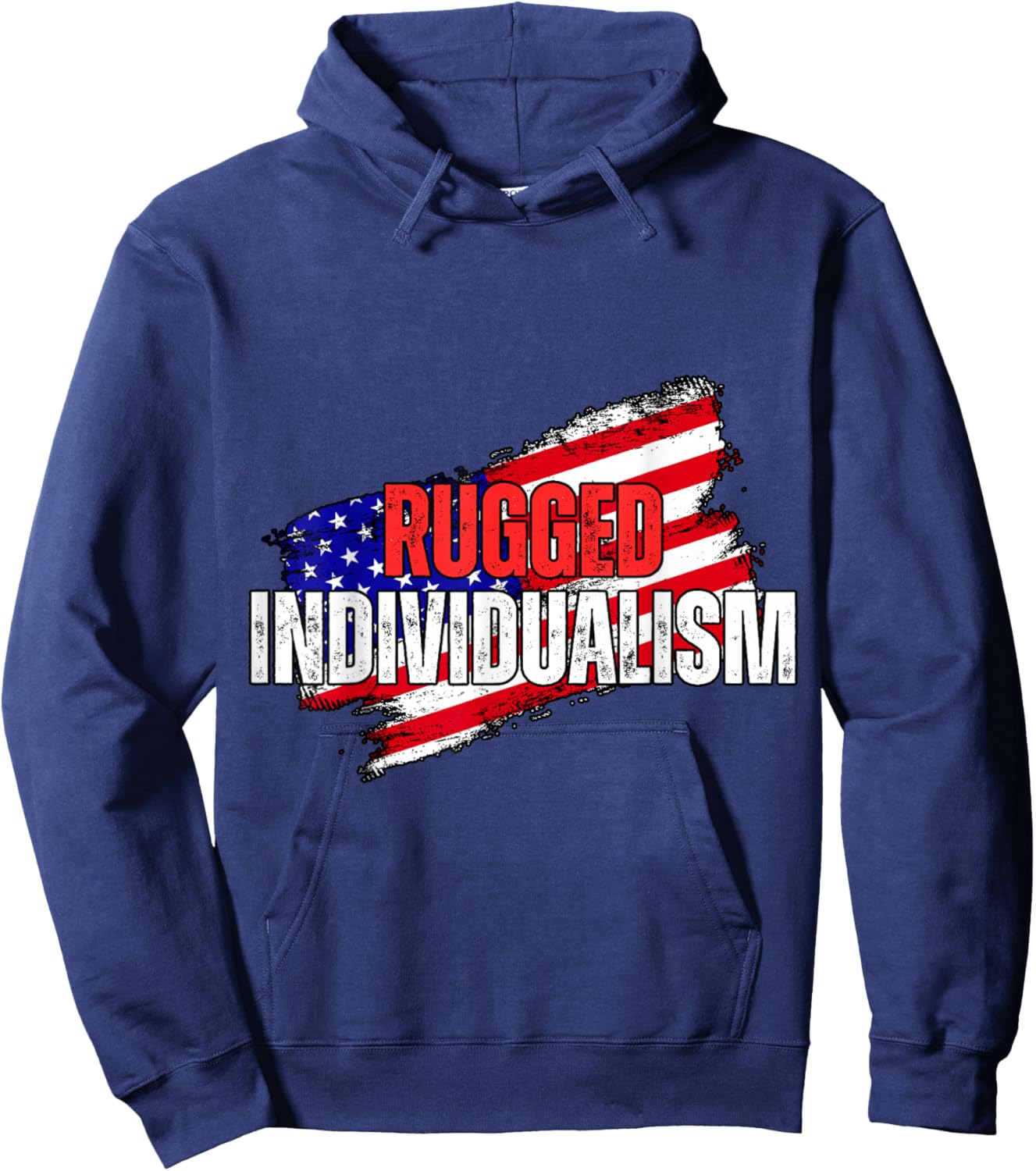 Rugged Individualism, Distressed USA Flag American Grit Hoodie - Hoodie | Navy