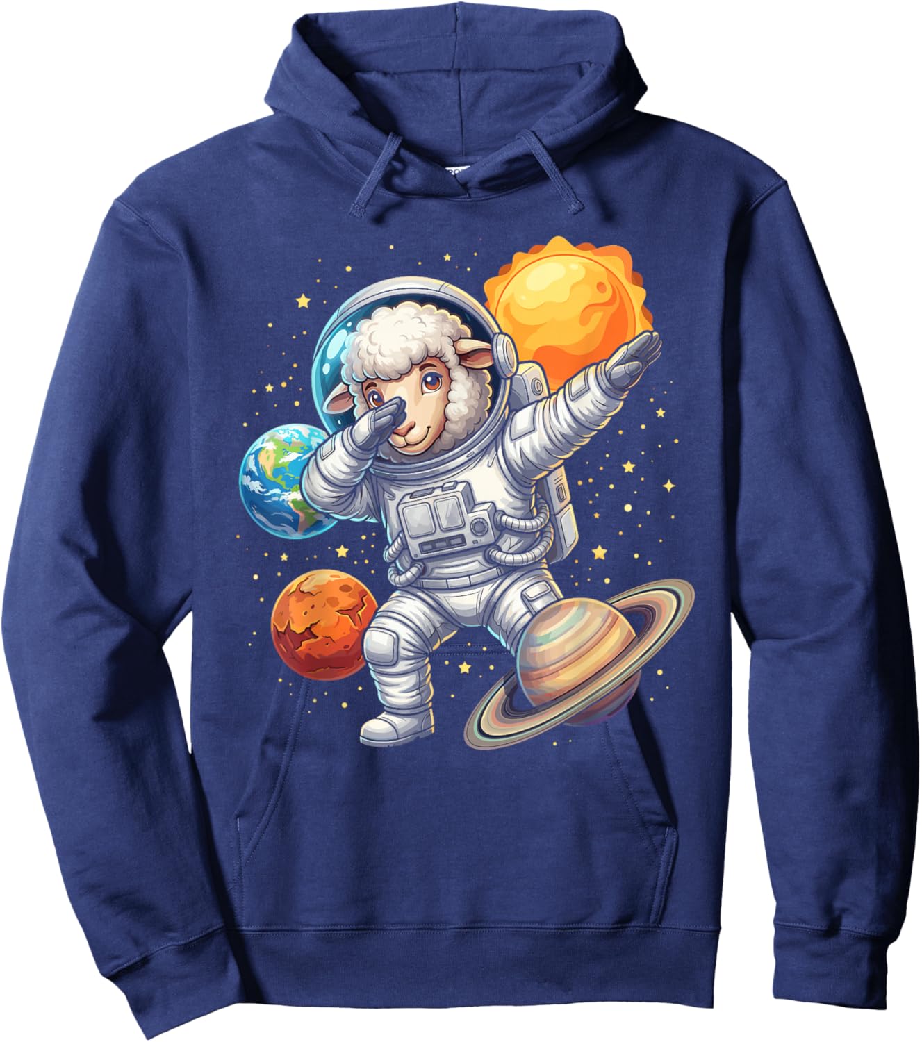Sheep Astronaut Dabbing Funny Space Animal for Kids Hoodie - Hoodie | Navy