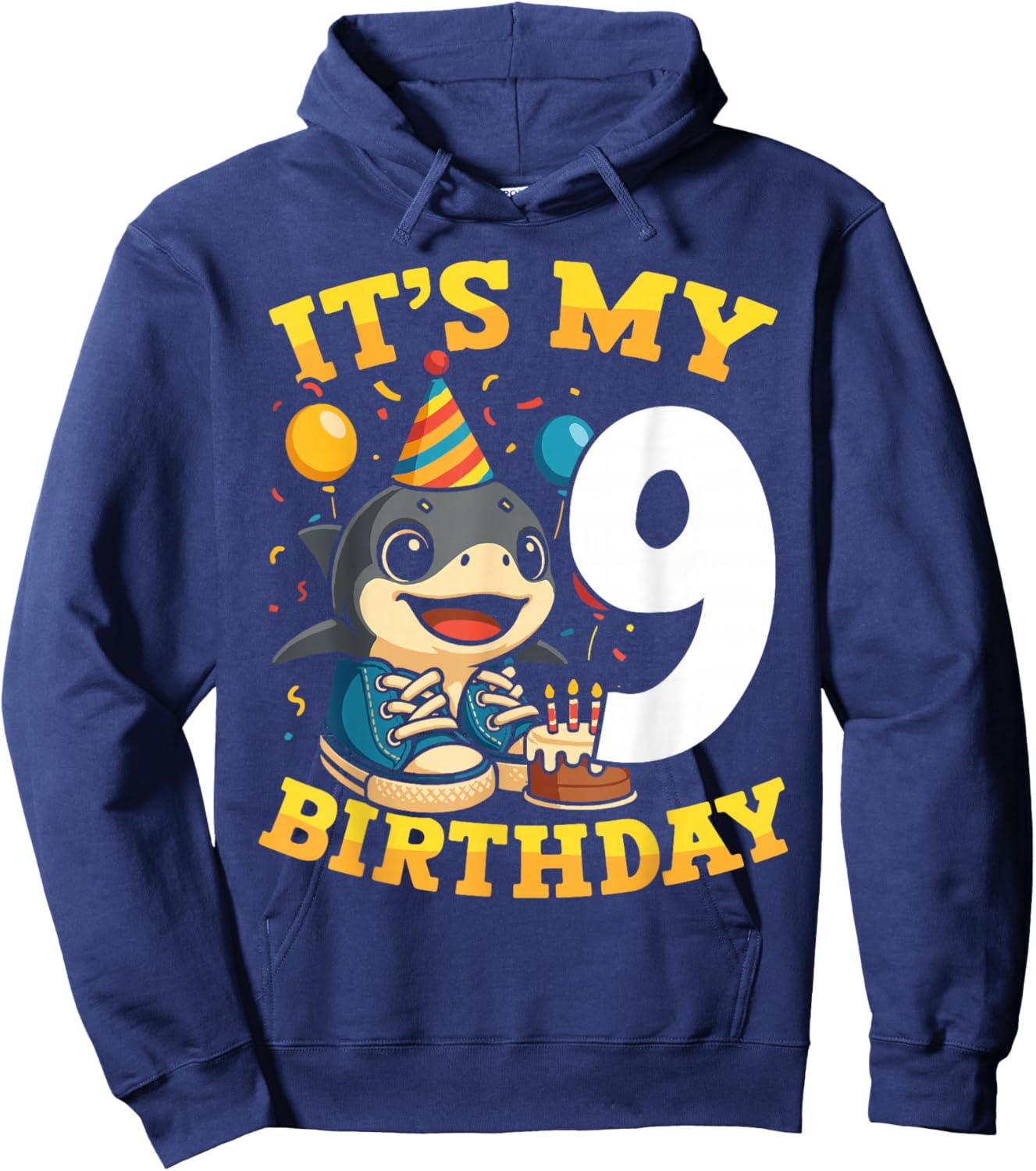 Italian Brainrot It's My Birthday 9 Age 9th Kids Boys Girls Hoodie - Hoodie | Navy