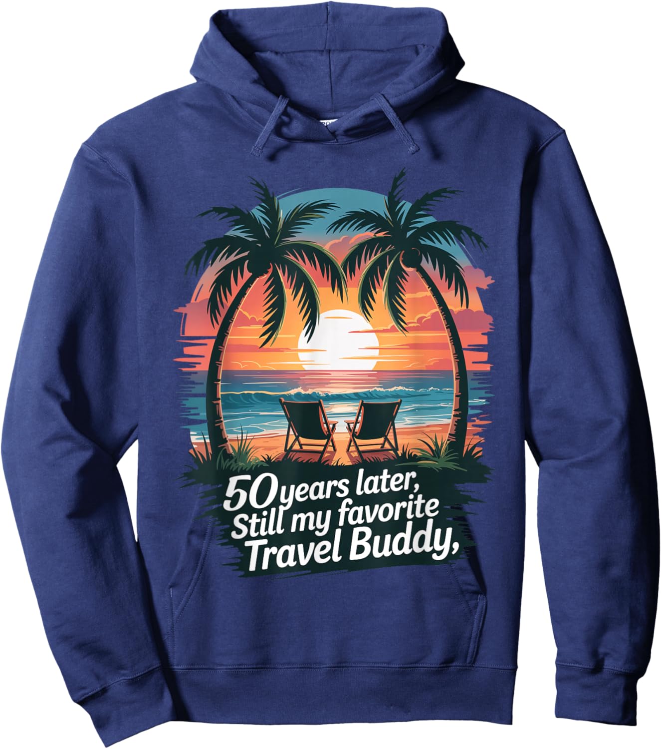 50th Wedding Anniversary Shirt Summer Vacation Beach Trip Hoodie - Hoodie | Navy