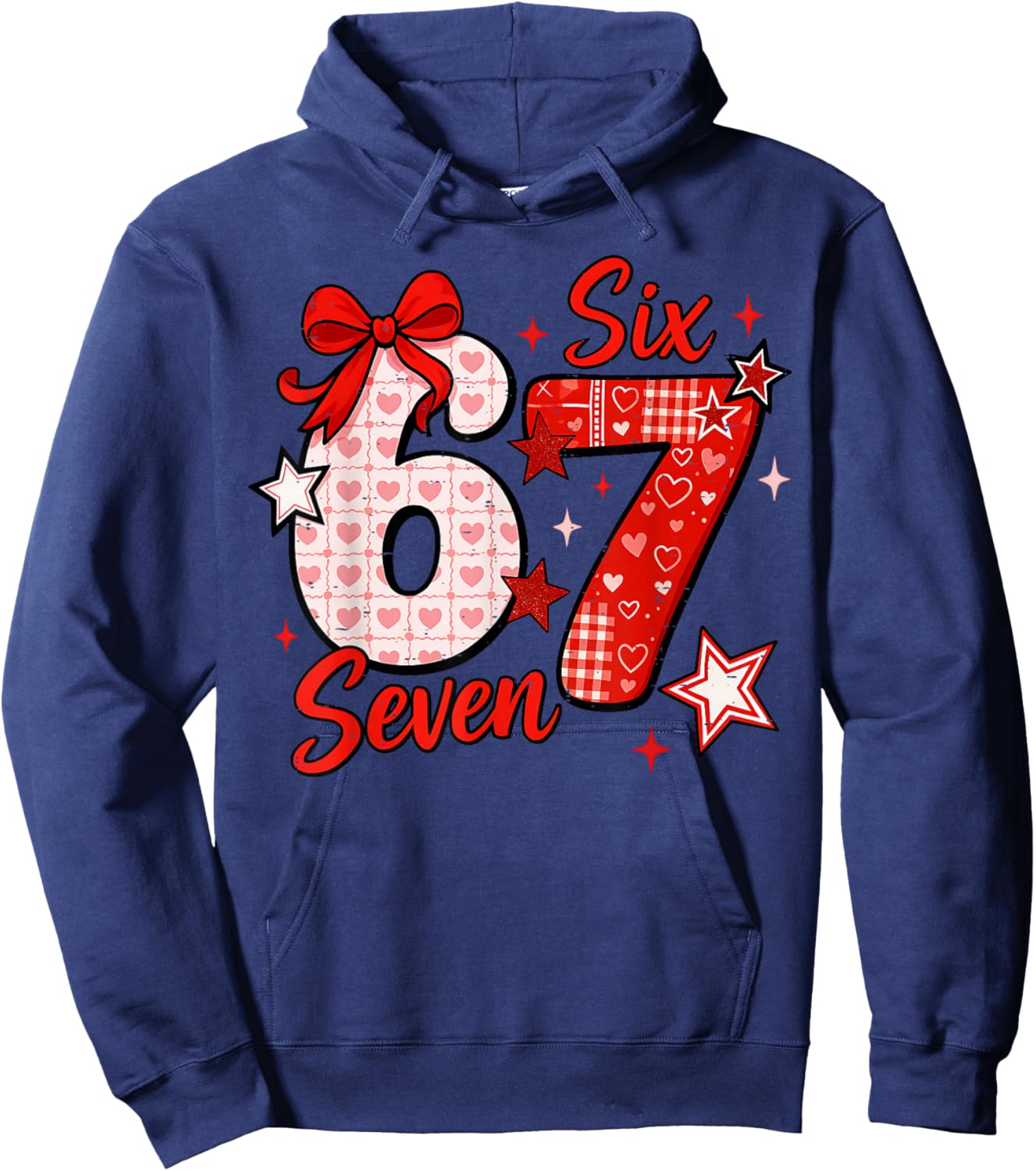 Funny Six Seven 6 7 Meme Women Kids Valentine Hoodie - Hoodie | Navy