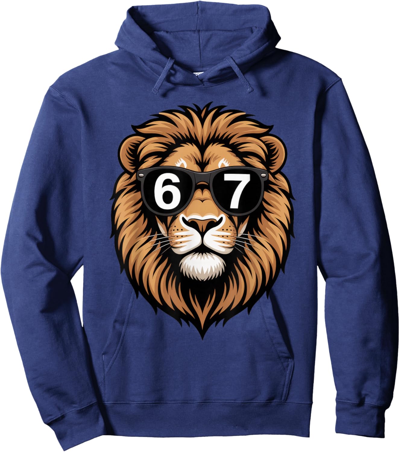 Funny Lion Sunglasses 67 Six Seven Meme Hoodie - Hoodie | Navy