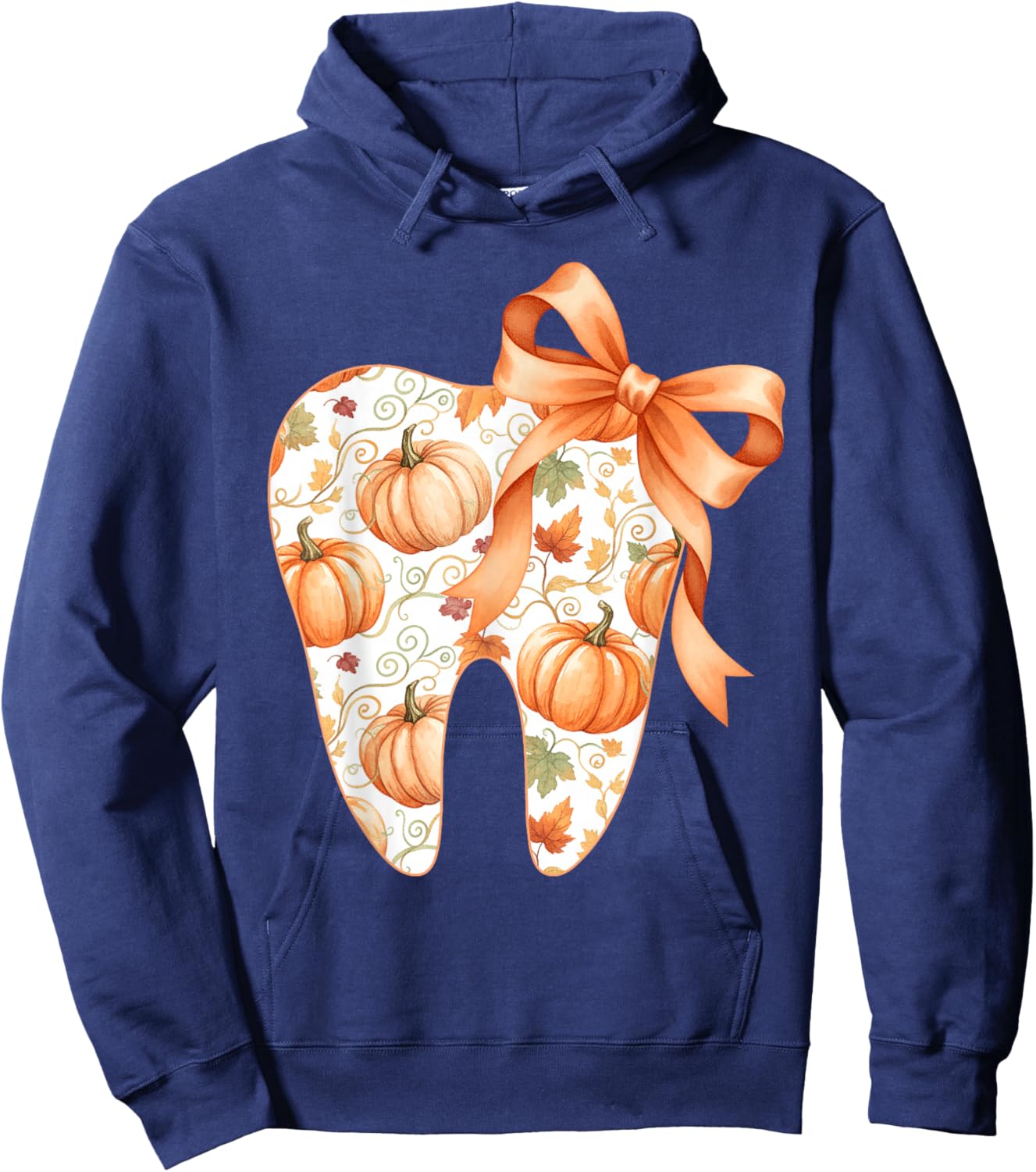 Tooth Coquette Bow Dentist Thanksgiving Dental Assistant Hoodie - Hoodie | Navy