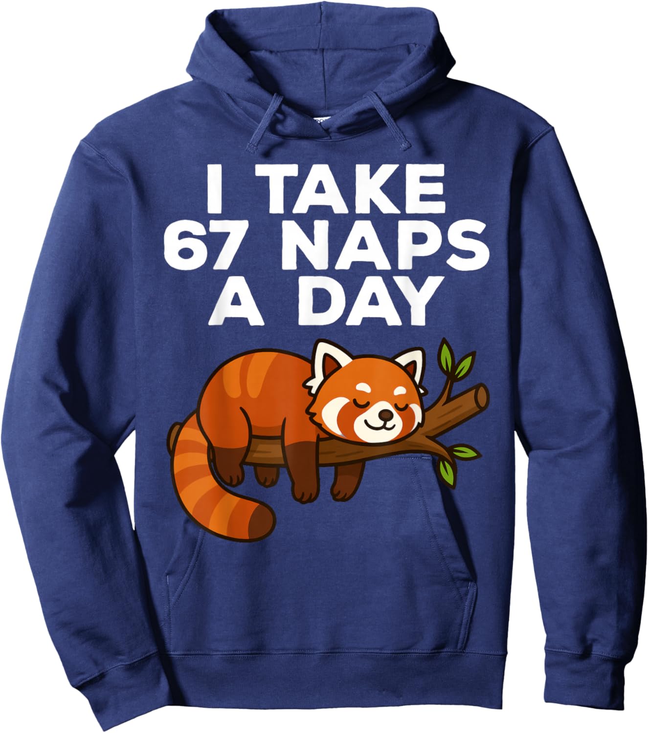 I Take 67 Naps A Day Funny Red Panda Meme Six Seven Hoodie - Hoodie | Navy