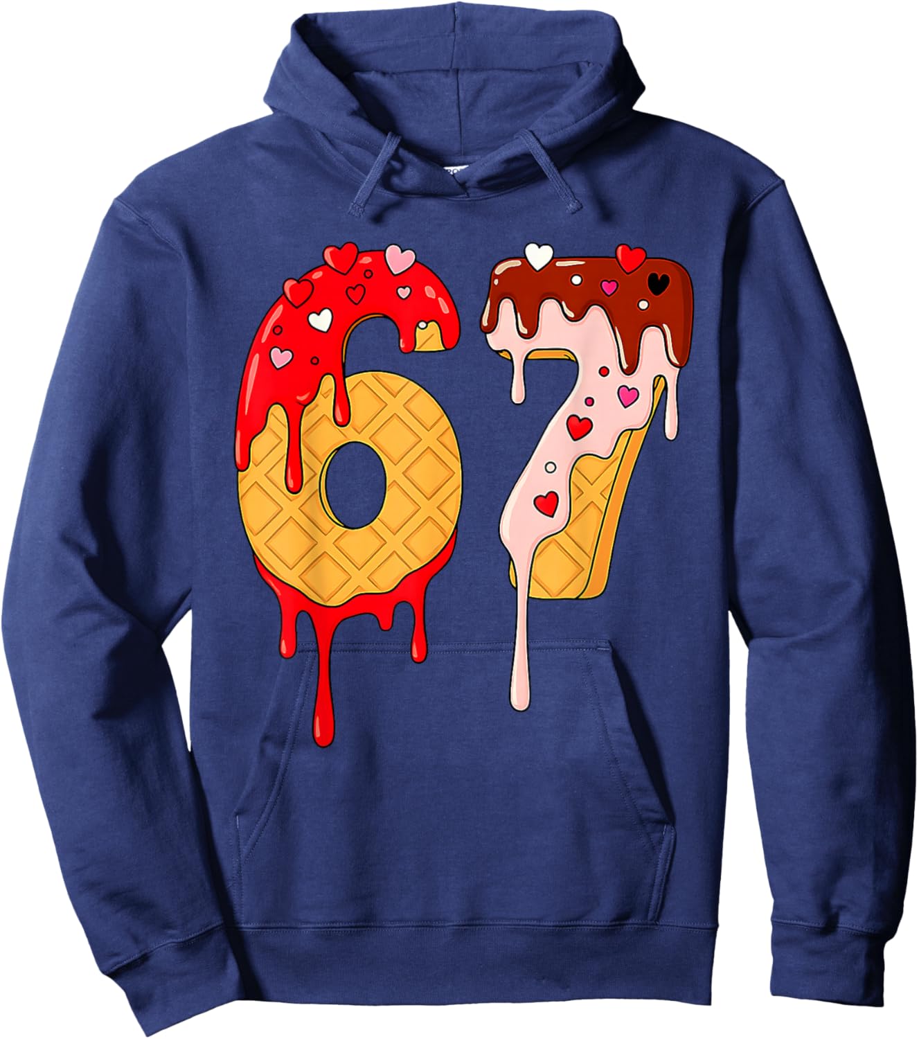 67 Ice Cream Drip Meme Funny Six Seven Valentine Days Hoodie - Hoodie | Navy