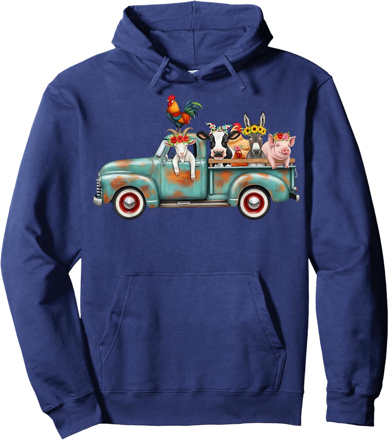 Farm Animal Truck Cute Animals Farmer Barn Lover Hoodie - Hoodie | Navy