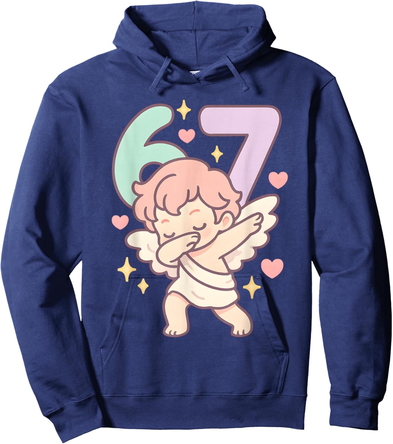 Valentines Day Dabbing 67 Pastel Chibi Cupid Funny Dancing Hoodie - Hoodie | Navy