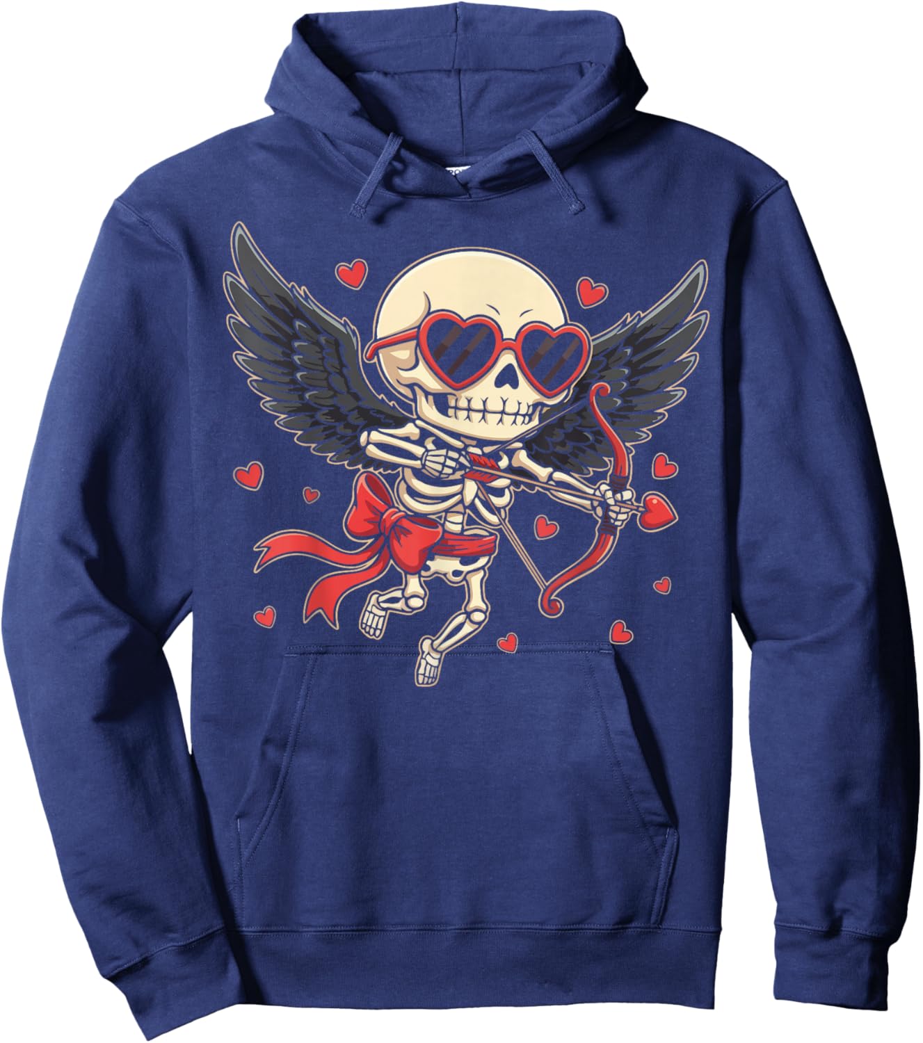Skeleton Cupid Dark Valentine Romantic Kawaii Funny Gothic Hoodie - Hoodie | Navy