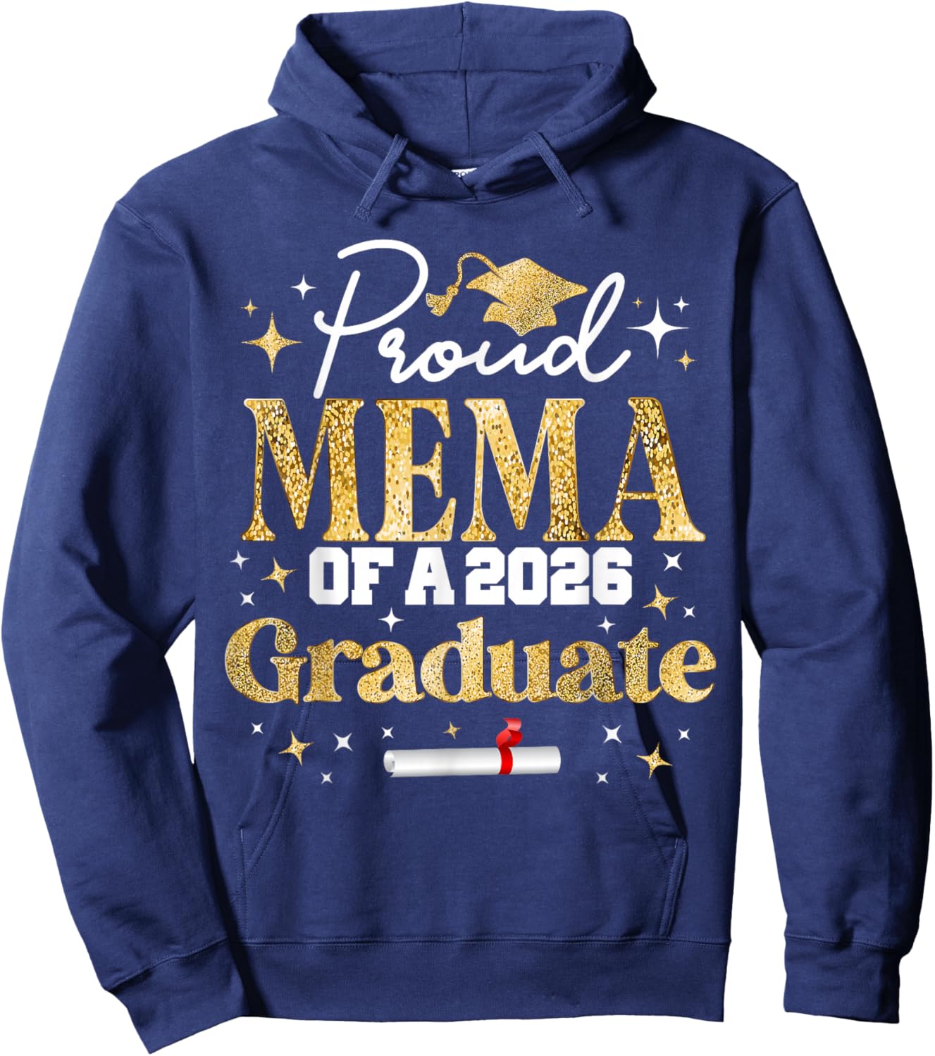 Proud Mema of a Class of 2026 Graduate Senior Graduation Hoodie - Hoodie | Navy
