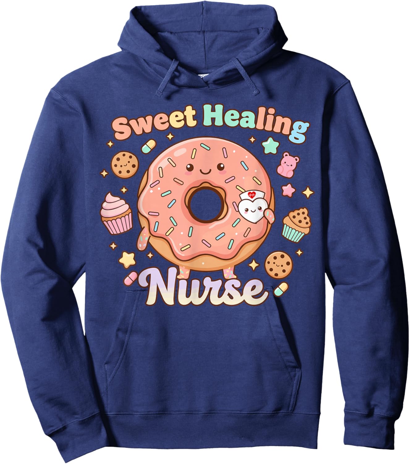 Nurse Life Cute Sweet Healing RN Caring Positive Saying Hoodie - Hoodie | Navy