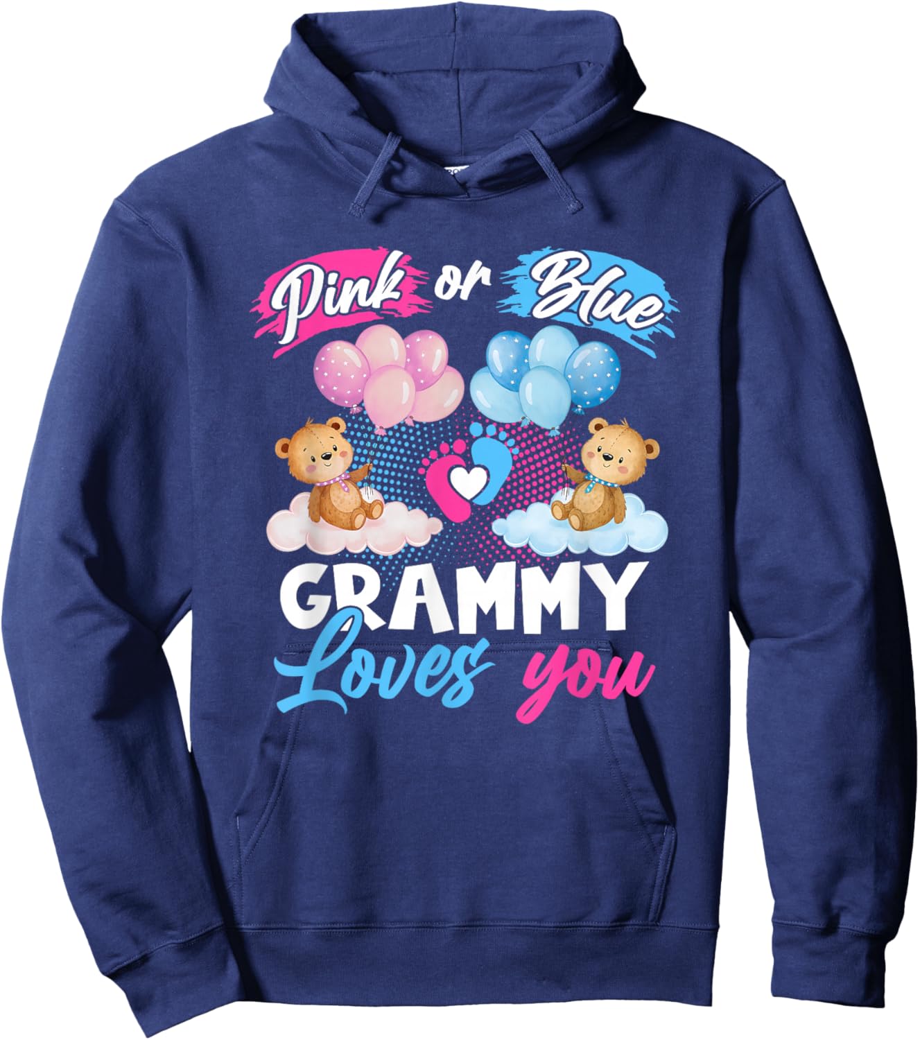 Bears Pink Or Blue Grammy Loves You Gender Reveal Hoodie - Hoodie | Navy