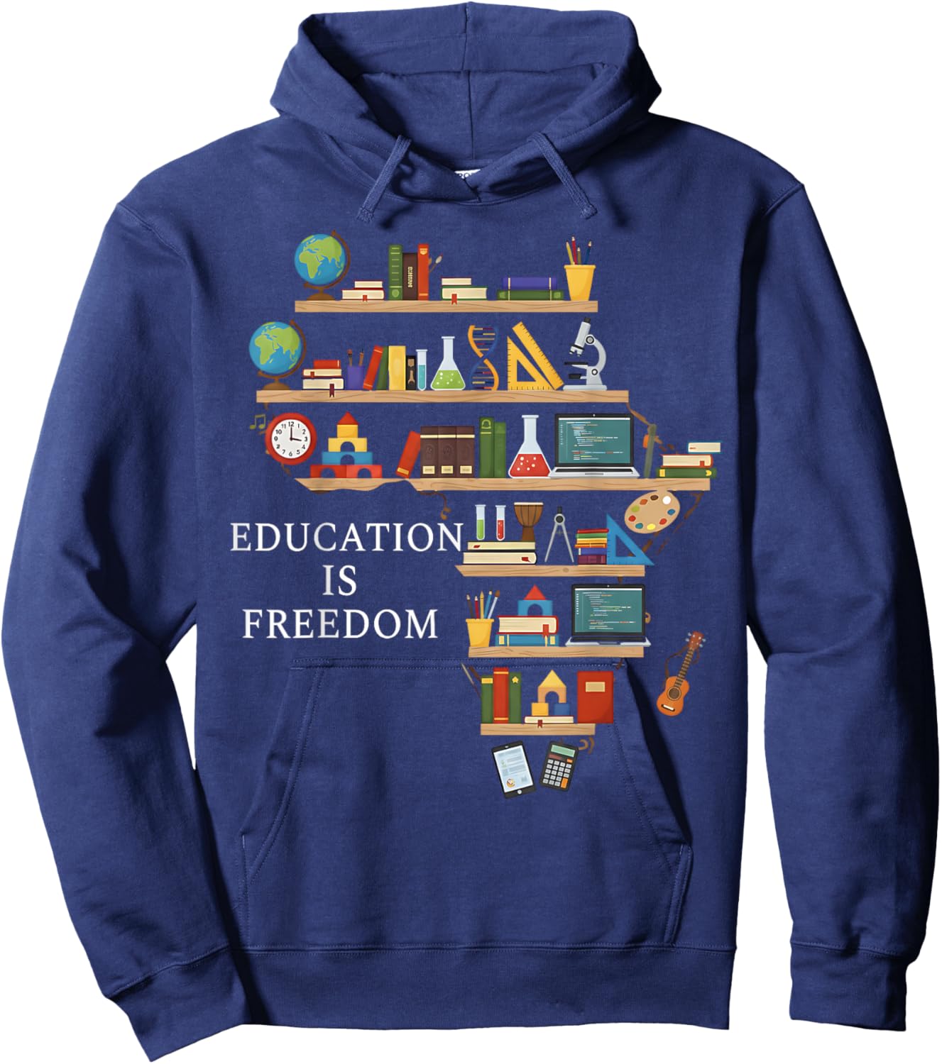 Education is Freedom Black History Month Africa Book Shelf Hoodie - Hoodie | Navy