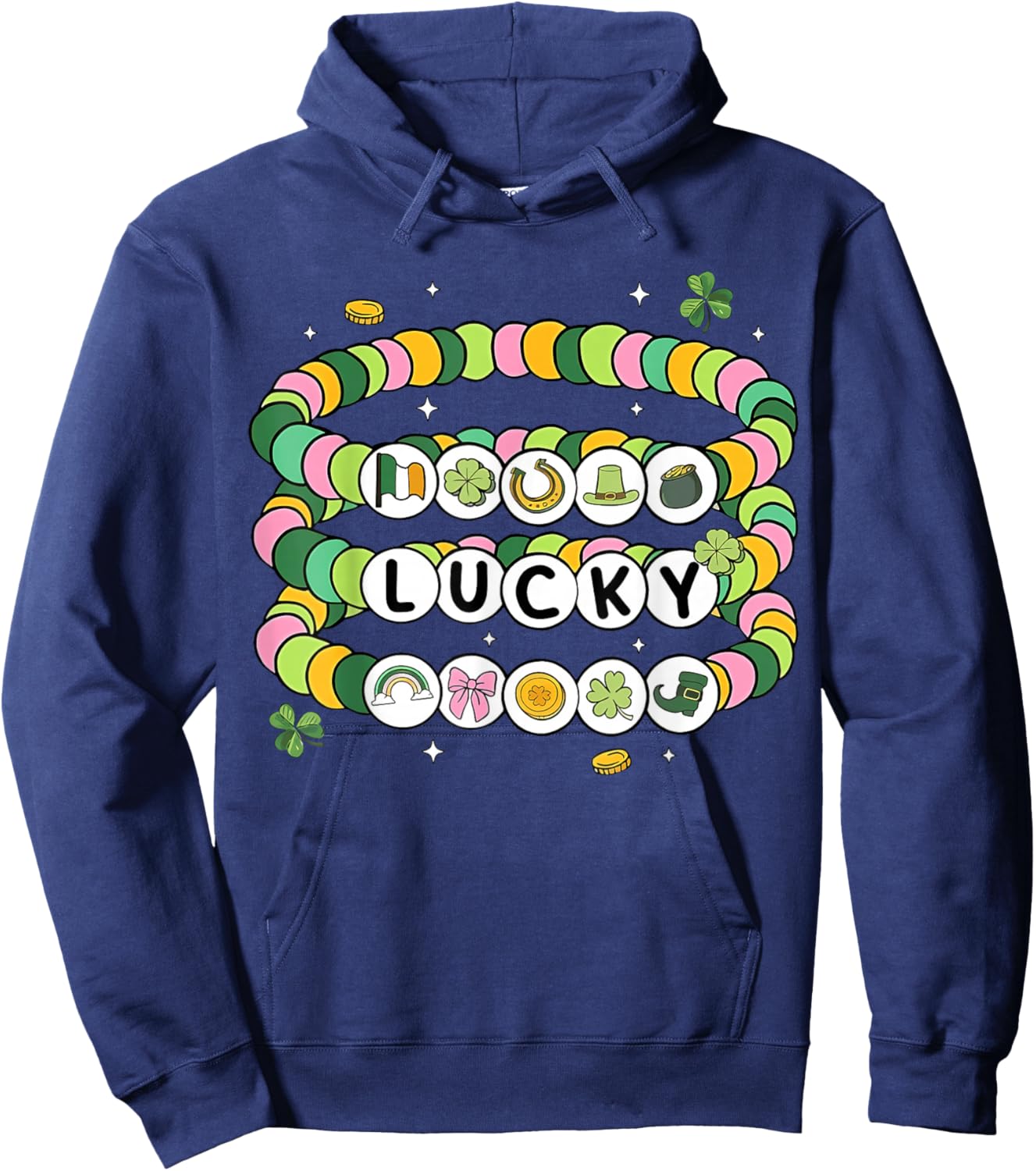 St. Patrick's Day Lucky Friendship Bracelet Girl Women Kid Hoodie - Hoodie | Navy