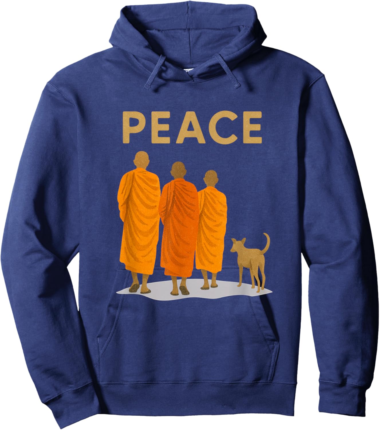 Peace Walking Monk & Dog Zen Art Hoodie - Hoodie | Navy