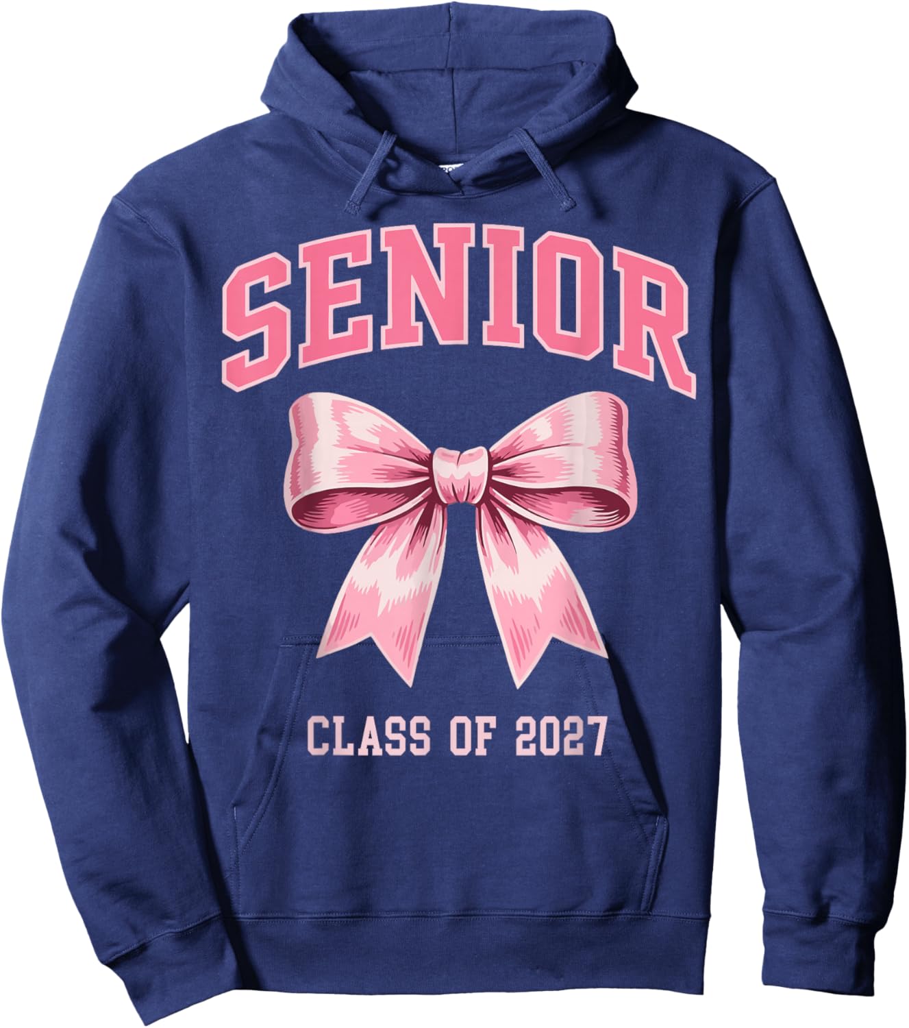 Senior 2027 Class of 2027 Coquette Pink Bow Graduation 2027 Hoodie - Hoodie | Navy