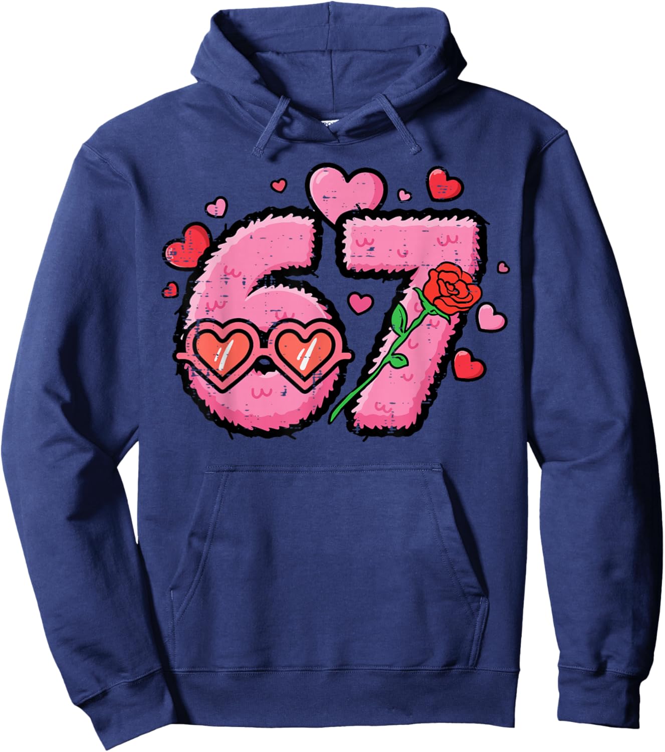 Valentines Day 6 7 Hearts 67 Six Seven Meme Boys Kids Youth Hoodie - Hoodie | Navy