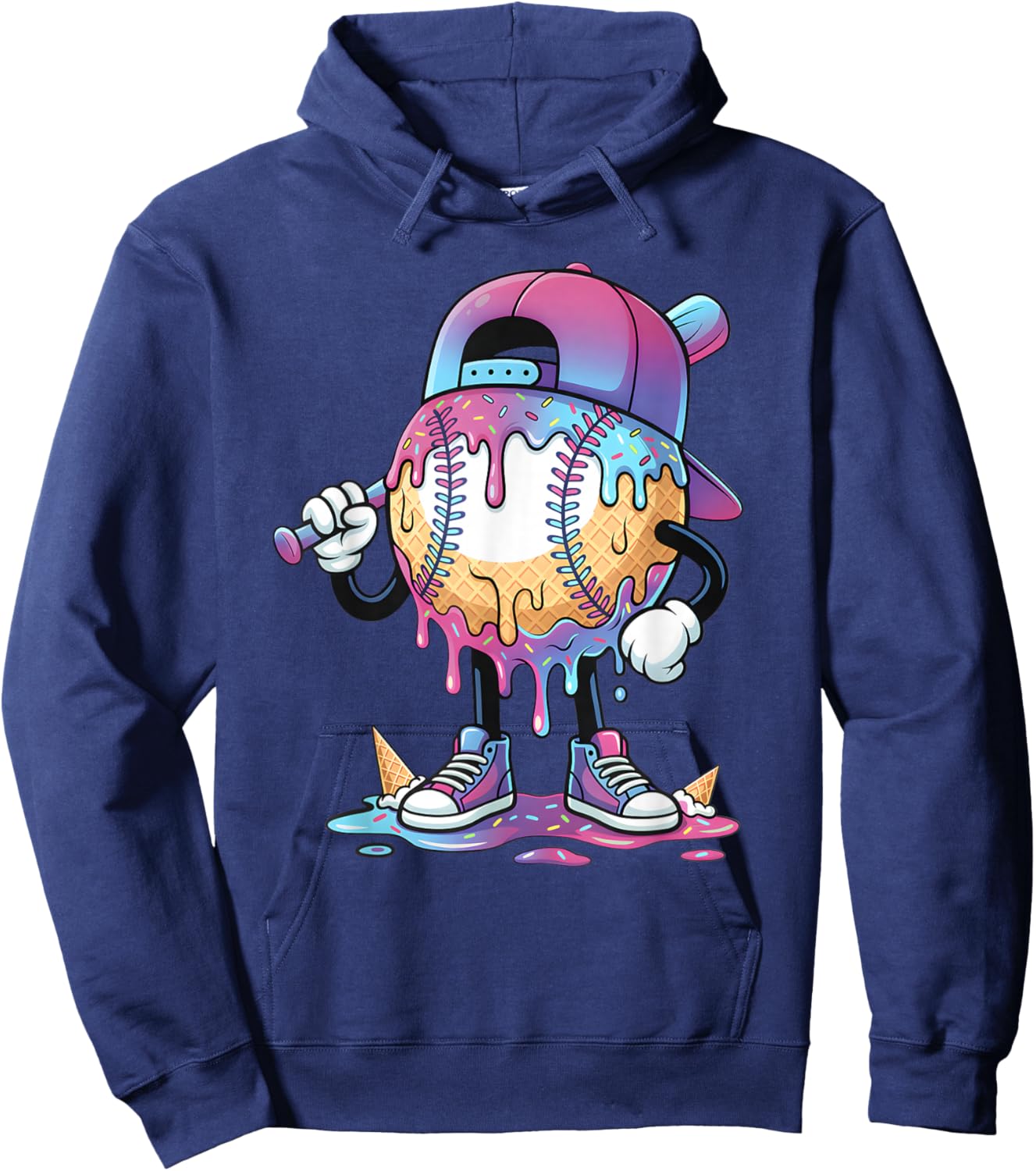 Baseball Drip for Boys Ice Cream Drip Baseball Sport Lover Hoodie - Hoodie | Navy