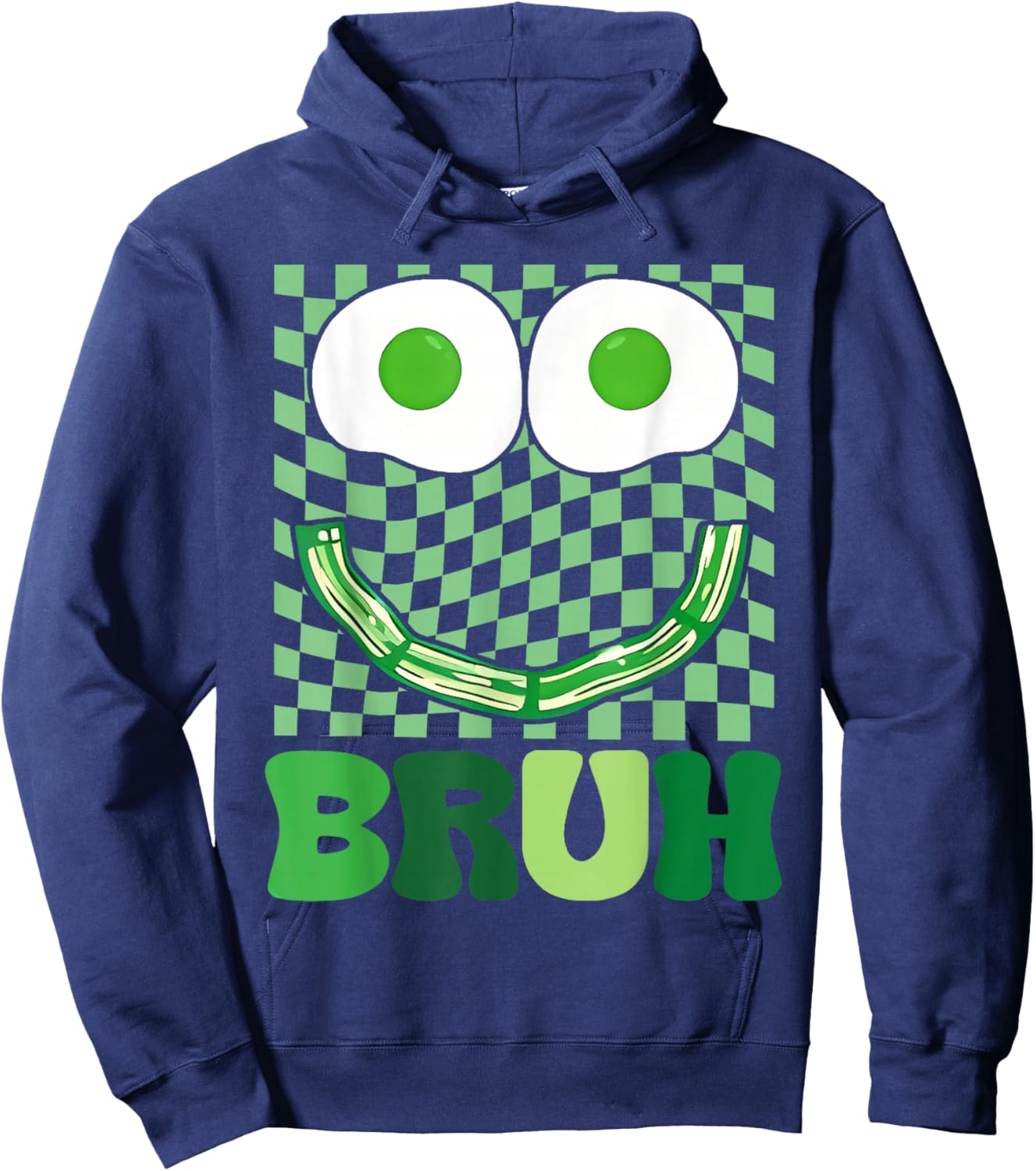 Bruh Green Face Eggs and Bacon Ham Breakfast St Patrick's Hoodie - Hoodie | Navy