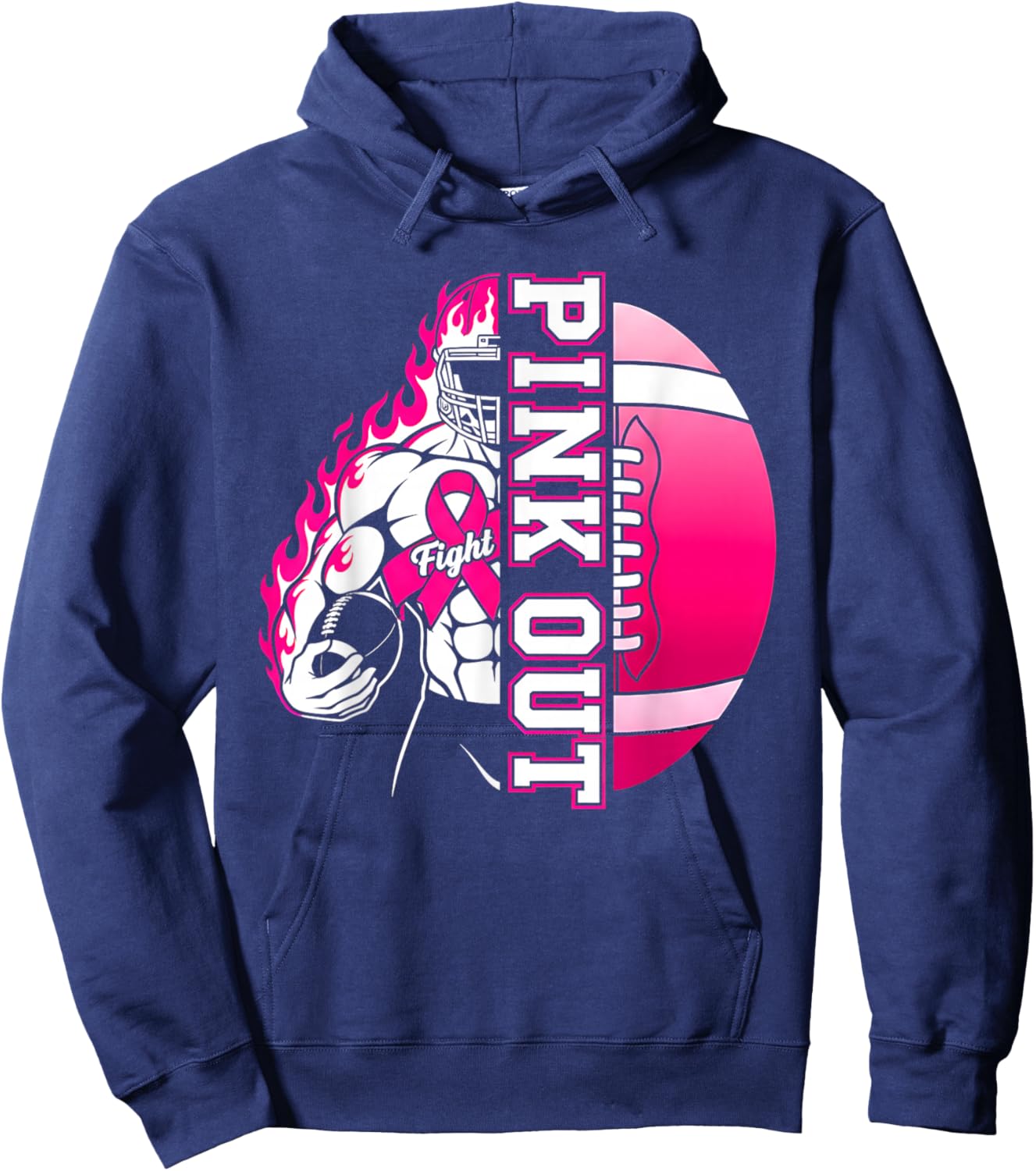 Football Pink Out Shirt Breast Cancer Awareness Month Hoodie - Hoodie | Navy