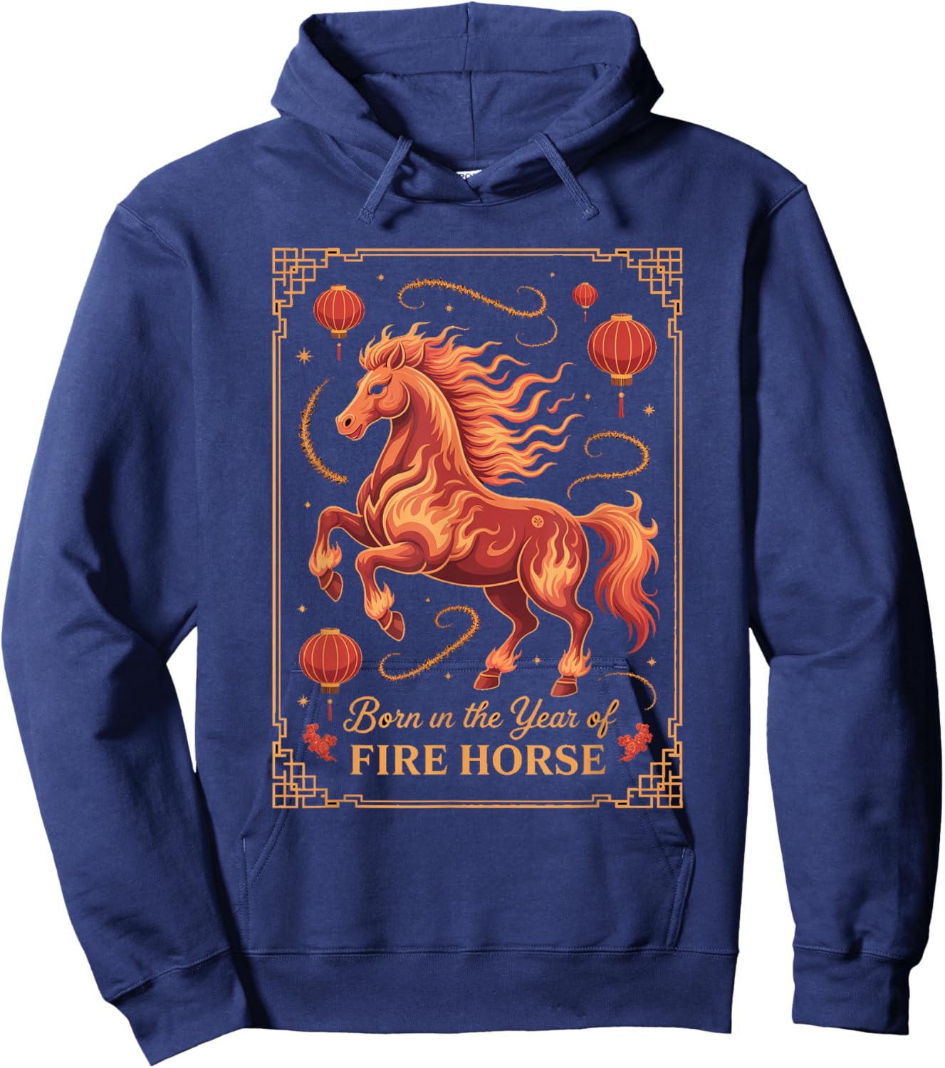 Fire Fortune Chinese New Year Fire Horse 2026 Hoodie - Hoodie | Navy