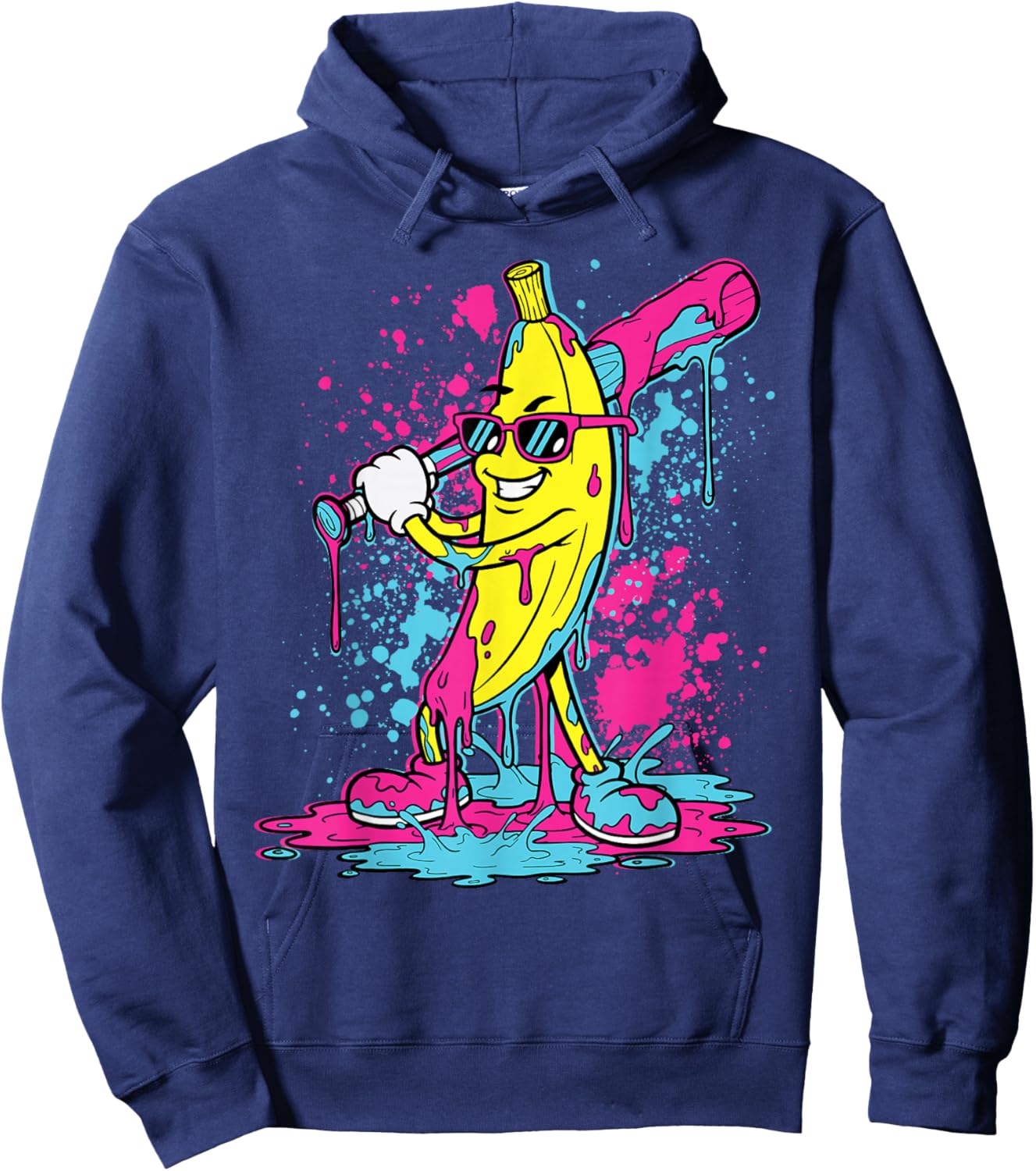 Banana Baseball Drip Ice Cream Dripping Funny Boys Kids Hoodie - Hoodie | Navy
