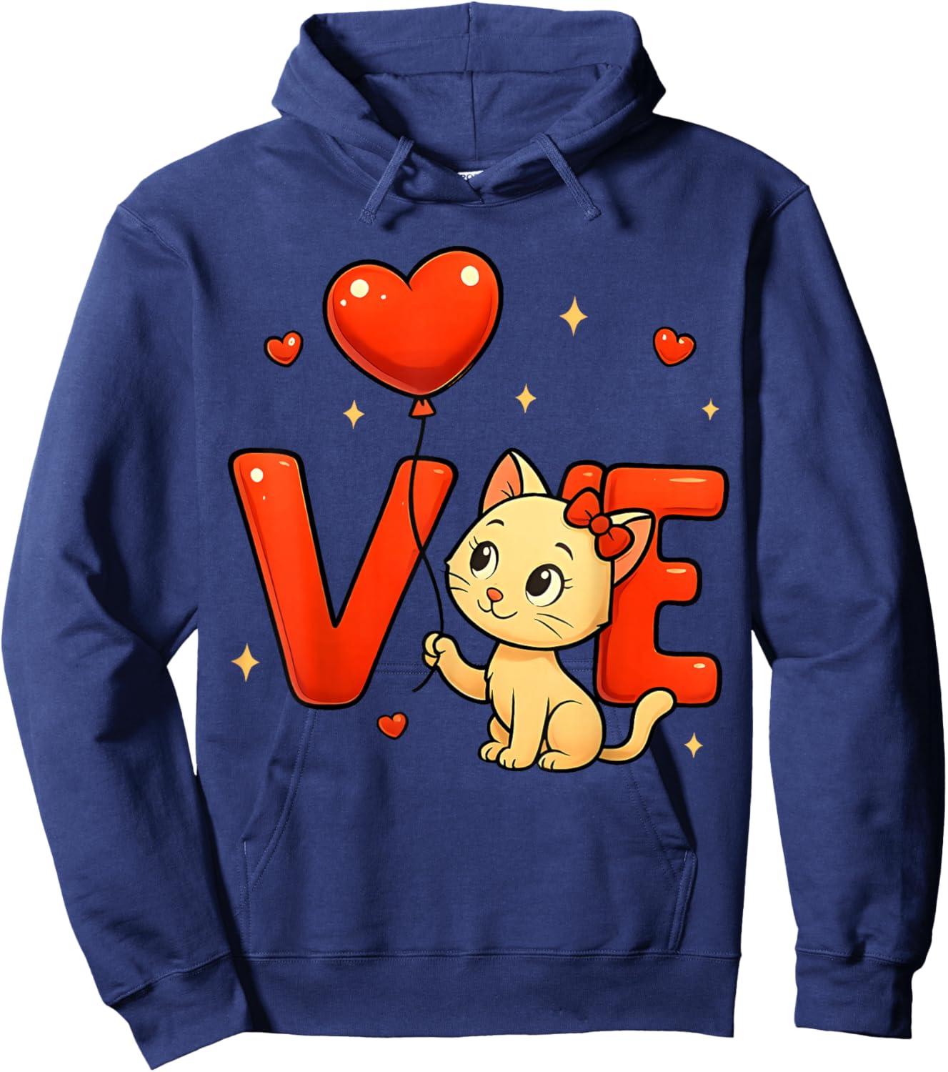 Happy Meowentine's Day Cute Cat Heart Valentine's Day Hoodie - Hoodie | Navy