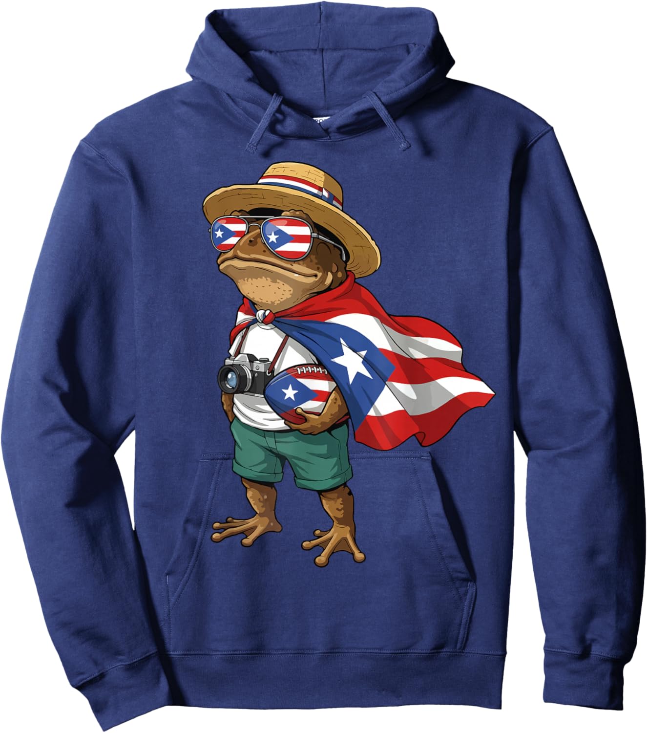 Coqui Frog Puerto Rico Flag Puerto Rican Football Boricua Hoodie - Hoodie | Navy