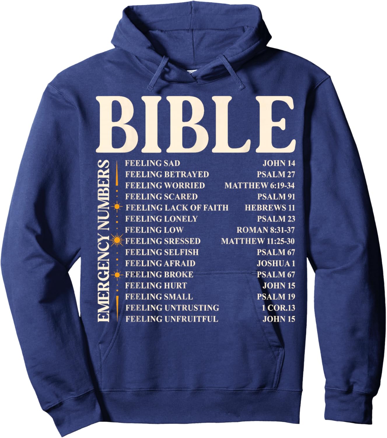 Bible Emergency Numbers - Funny Christian Bible & Jesus Hoodie - Hoodie | Navy