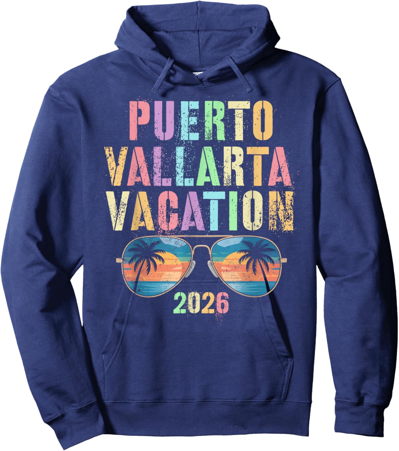 Vintage Puerto Vallarta Vacation 2026 Trip Beaching Vacay Hoodie - Hoodie | Navy