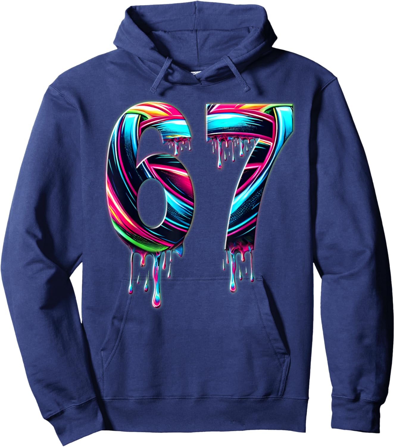 67 Six Seven 6 7 Meme Design Funny 6 7 Hoodie - Hoodie | Navy