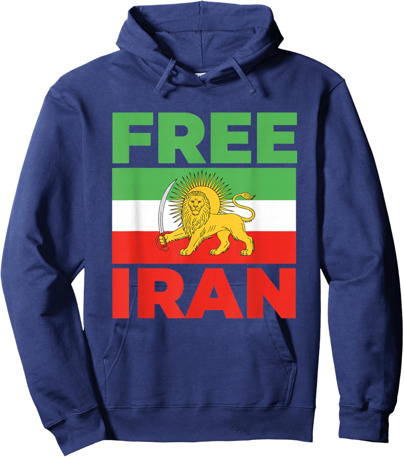 Free Iran Lion Flag Protest Solidarity Human Rights Activist Hoodie - Hoodie | Navy