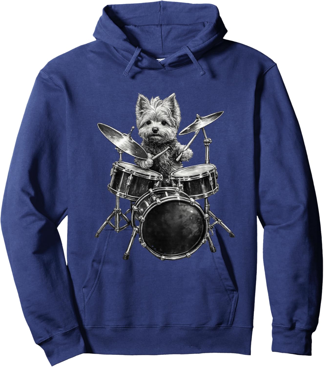 Hilarious Yorkshire Terrier Drummer Yorkie Playing Drums Hoodie - Hoodie | Navy