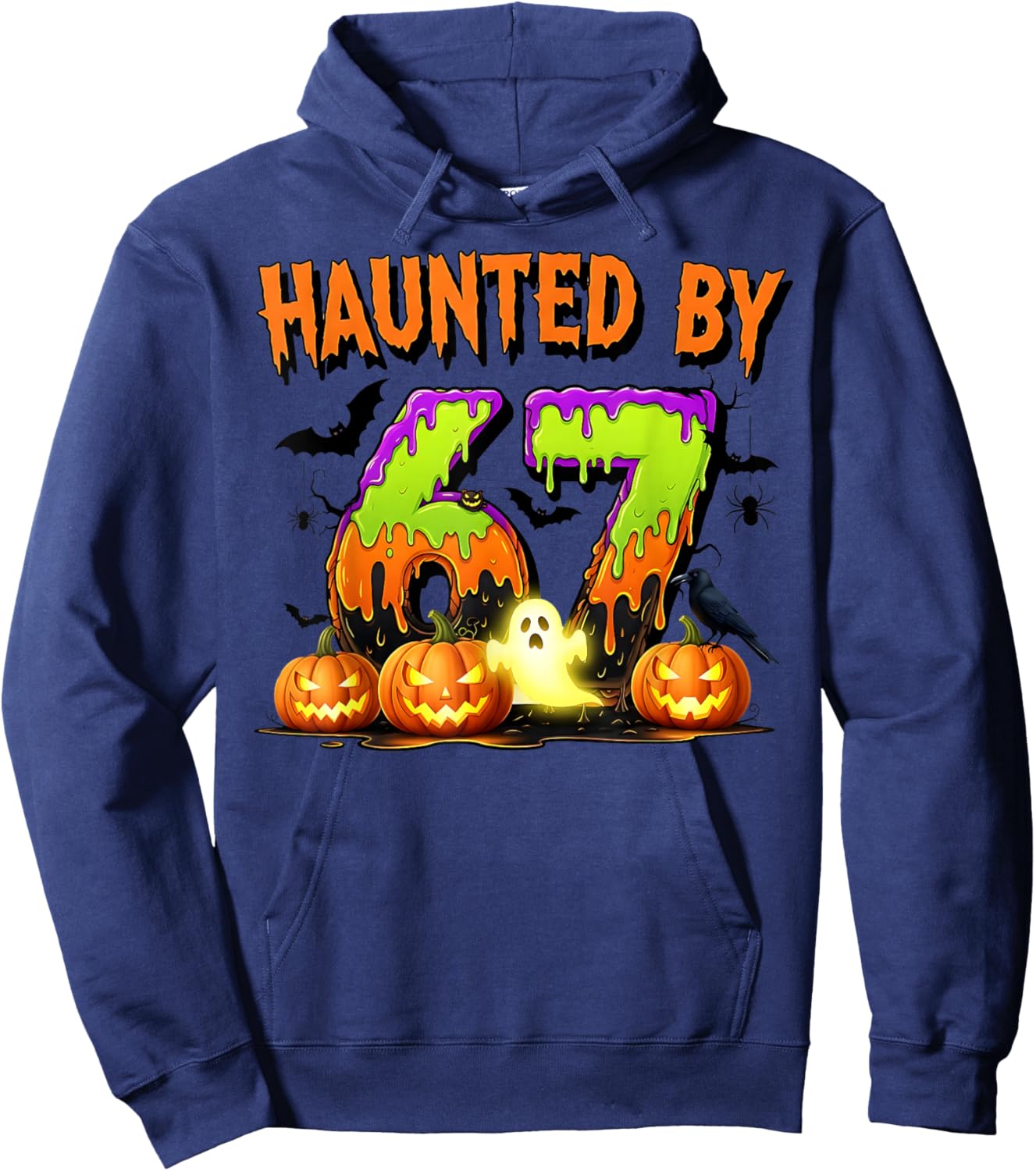 67 Funny Six Seven Gen Alpha Z Halloween 67 Haunted by 67 Hoodie - Hoodie | Navy