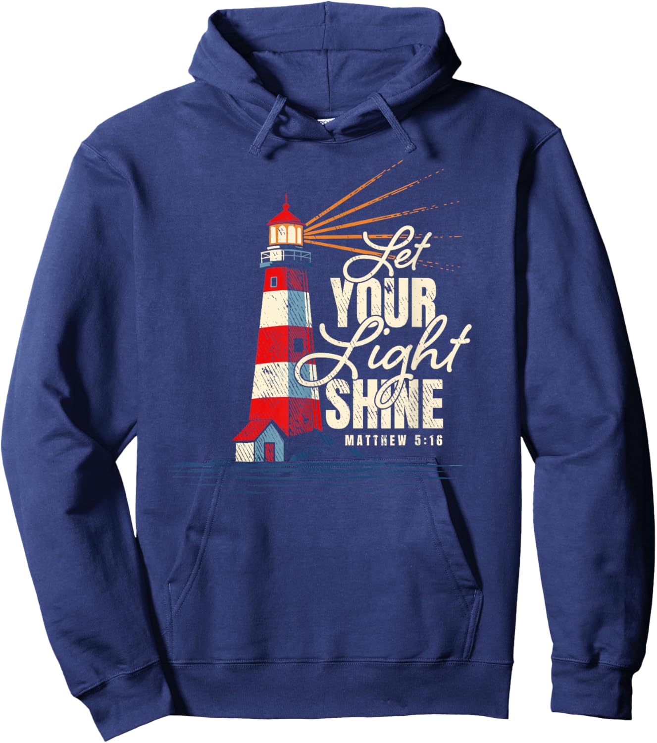 Let Your Light Shine Matthew 5:16 Faith Distressed Hoodie - Hoodie | Navy