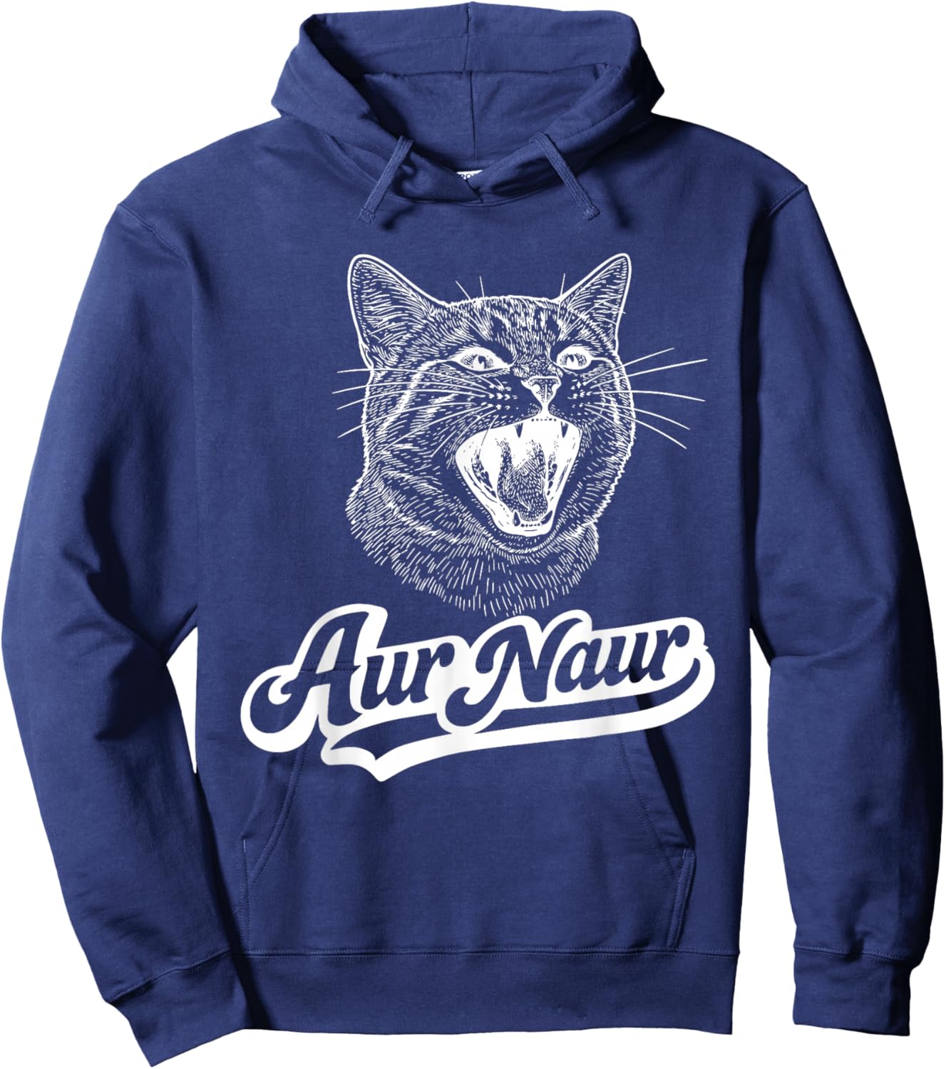 AUR Naur Cat Funny Sarcastic Oh No Australian Accent Hoodie - Hoodie | Navy
