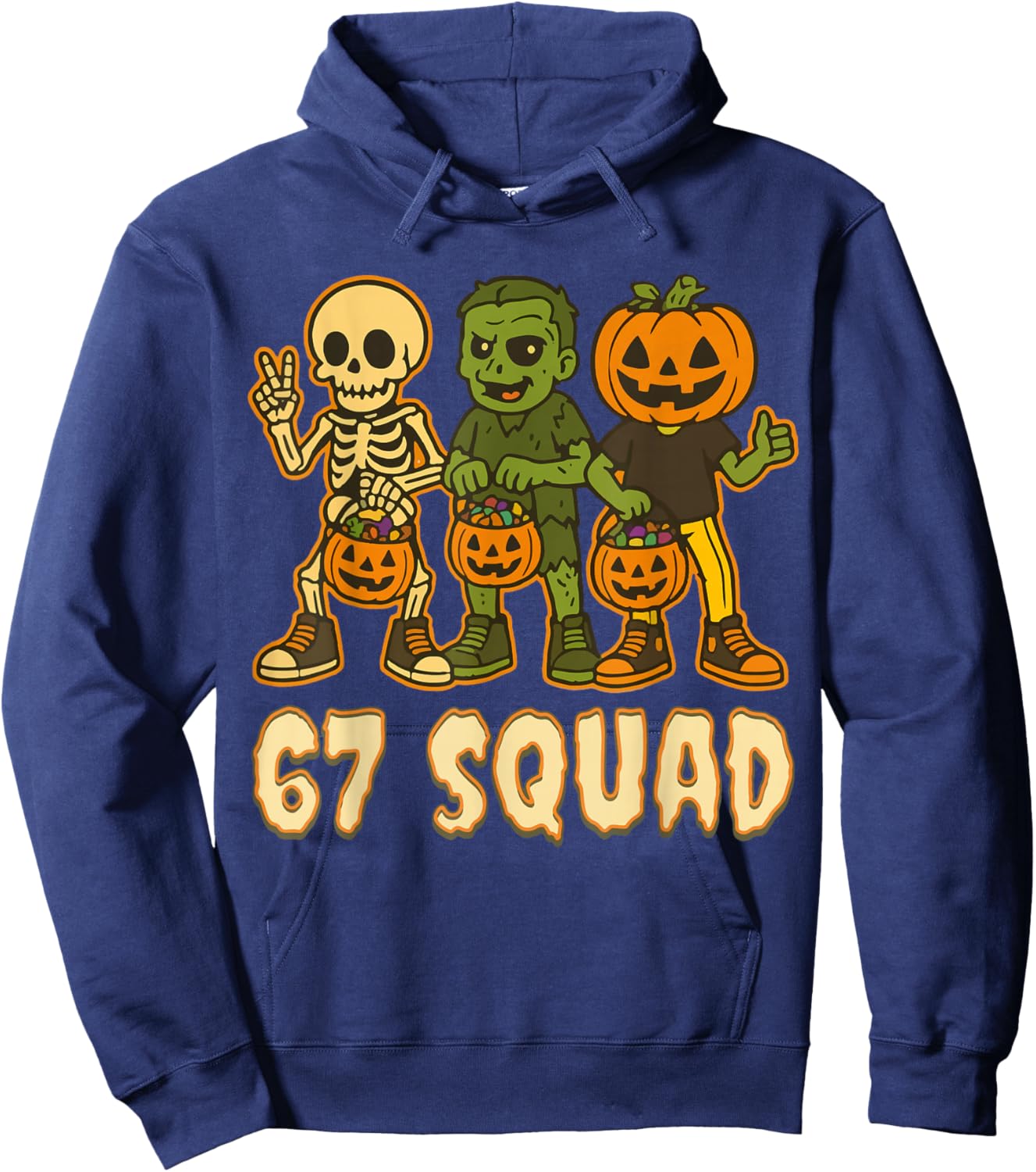 Haunted by 67 – Funny Ghost Squad Halloween Costume Hoodie - Hoodie | Navy