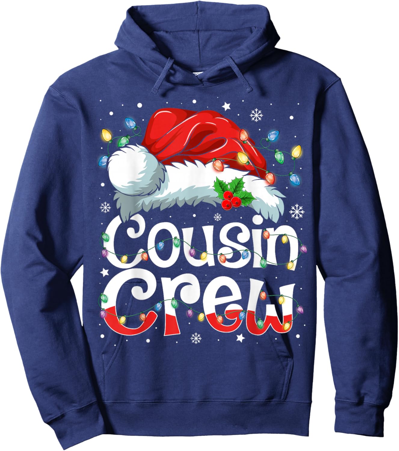 Christmas Cousin Crew Santa Hat Kids Men Women Hoodie - Hoodie | Navy