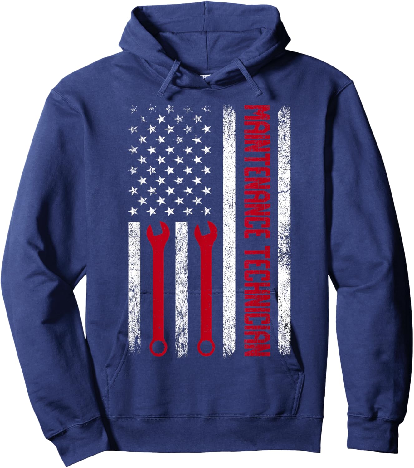Funny Maintenance Technician American Flag Repairman Worker Hoodie - Hoodie | Navy
