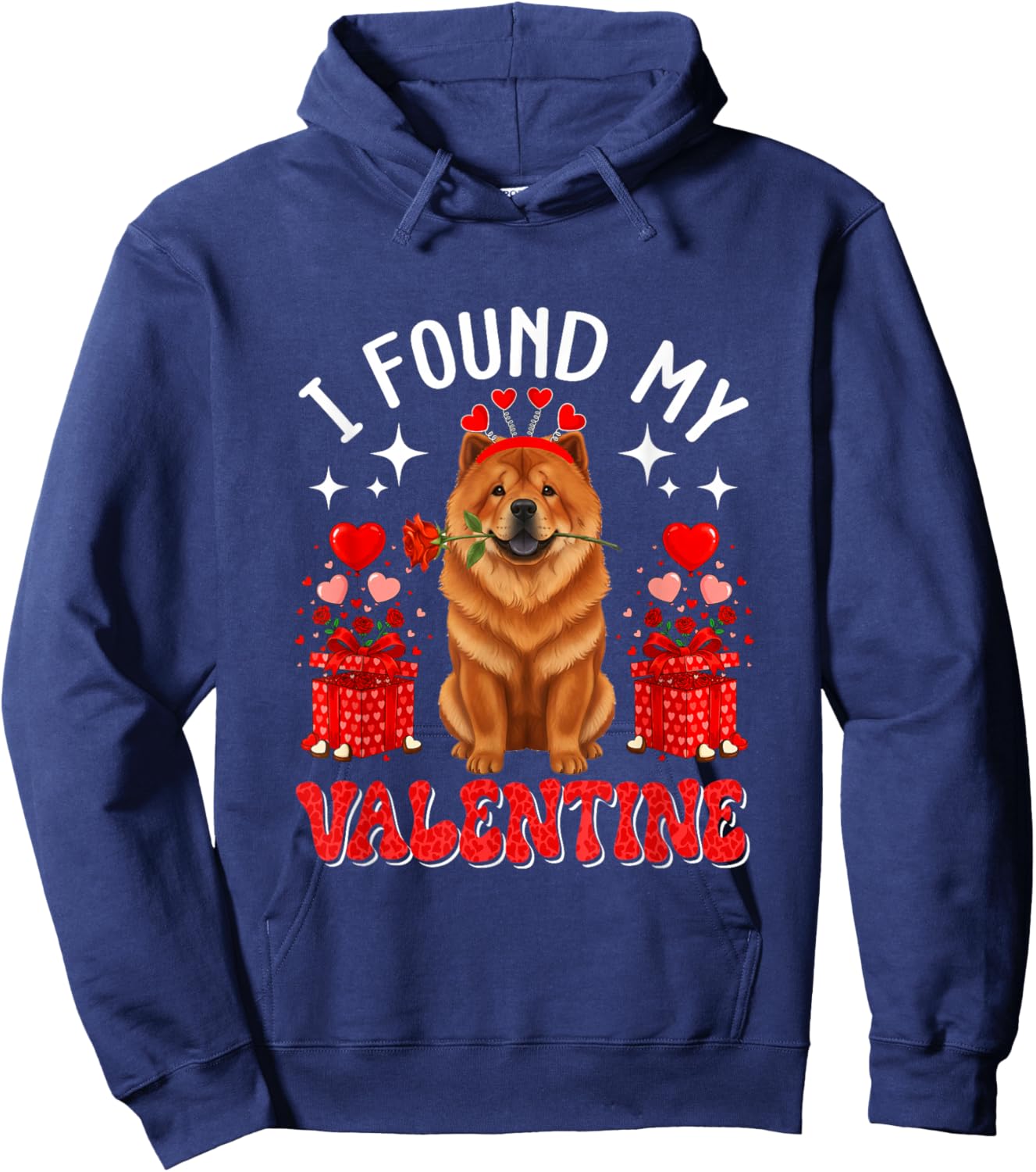 I Found My Valentine Chow Chow Owner Floral Roses Hearts Hoodie - Hoodie | Navy