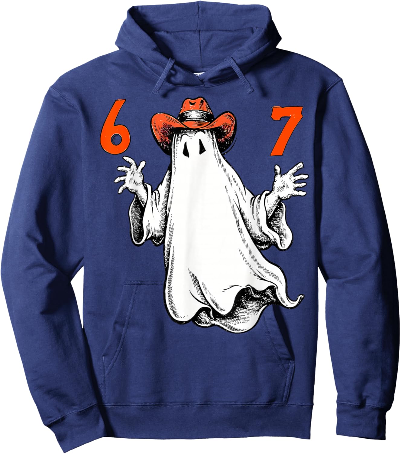 Haunted by 6 7 Funny Ghost Thanksgiving Fall Autumn Design Hoodie - Hoodie | Navy